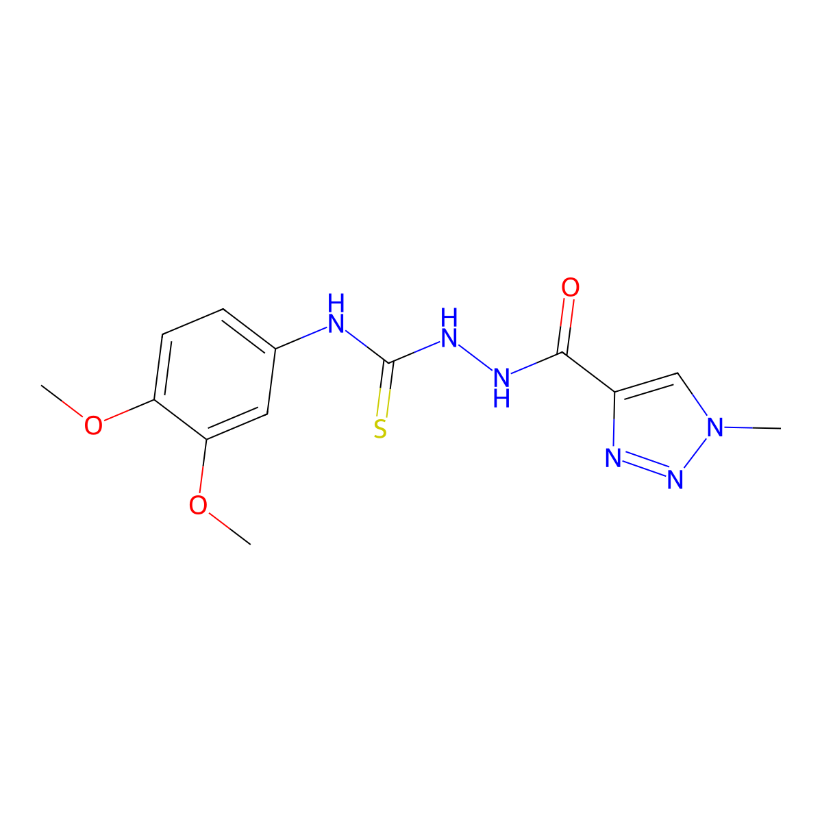 N-{[(3,4-dimethoxyphenyl)carbamothioyl]amino}-1-methyl-1H-1,2,3-triazole-4-carboxamide molecular structure, CAS 2319875-25-5
