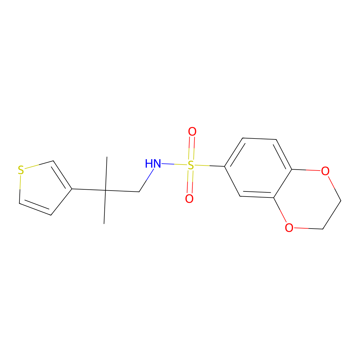 N-(2-methyl-2-(thiophen-3-yl)propyl)-2,3-dihydrobenzo[b][1,4]dioxine-6-sulfonamide molecular structure, CAS 2319875-35-7
