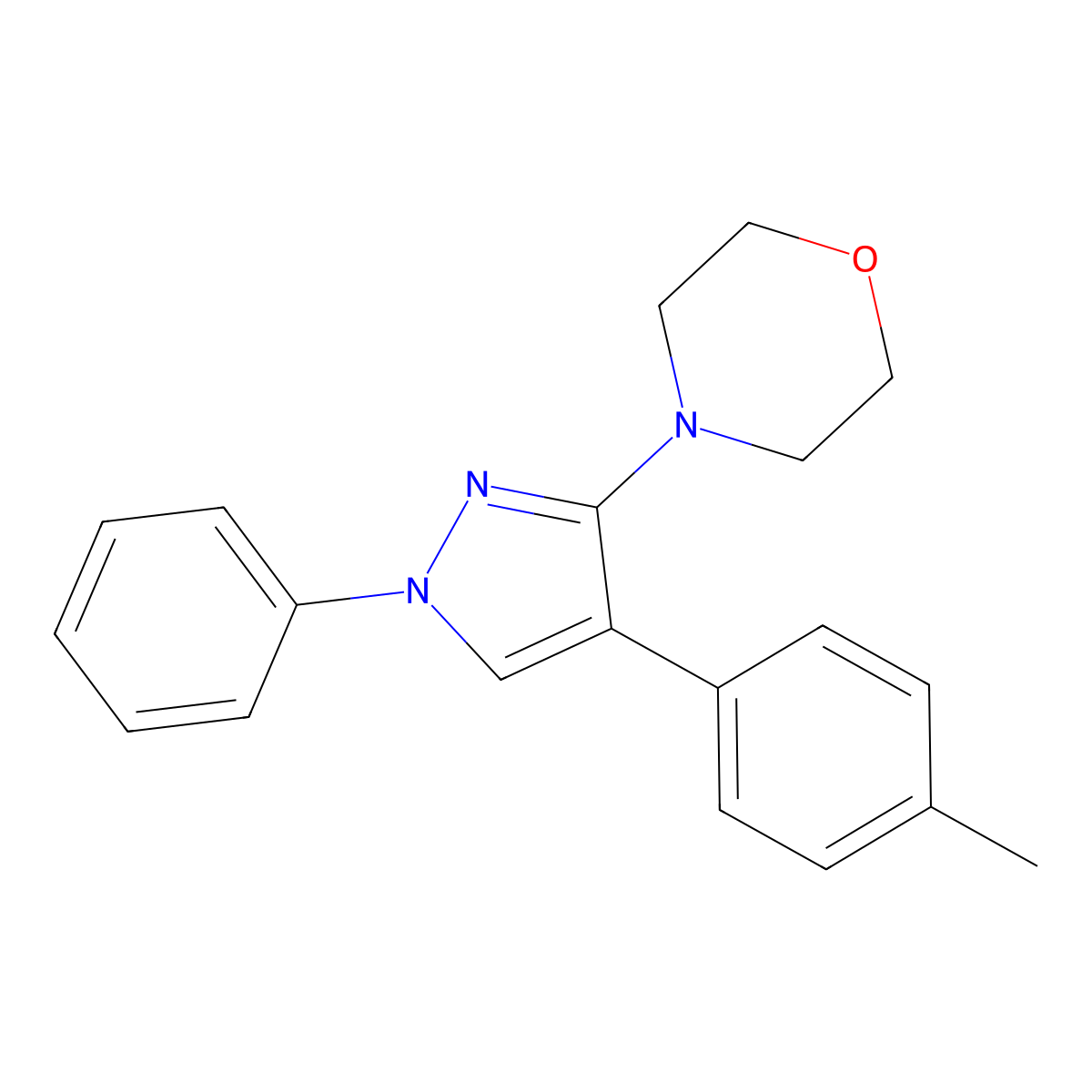 4-[4-(4-methylphenyl)-1-phenyl-1H-pyrazol-3-yl]morpholine molecular structure, CAS 2319875-39-1