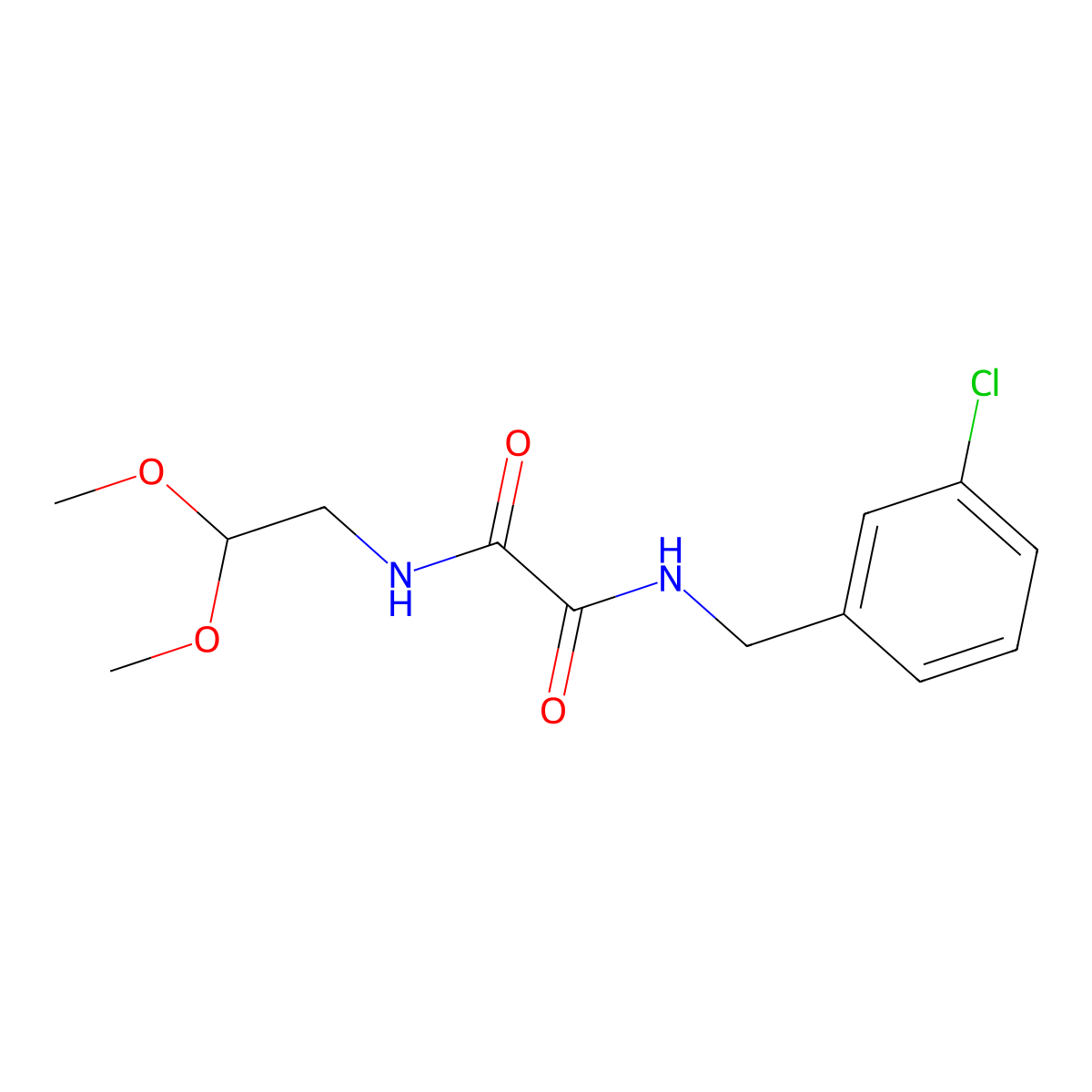 N-[(3-Chlorophenyl)methyl]-N'-(2,2-dimethoxyethyl)oxamide molecular structure, CAS 2319875-59-5