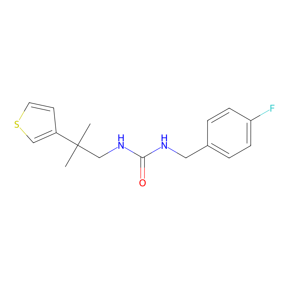 1-(4-Fluorobenzyl)-3-(2-methyl-2-(thiophen-3-yl)propyl)urea molecular structure, CAS 2319875-82-4