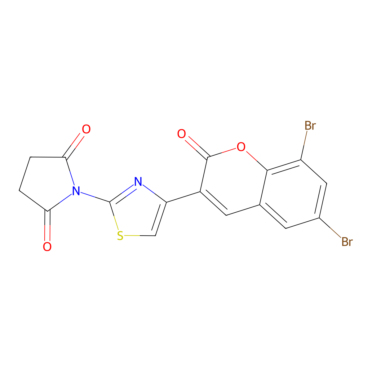 1-[4-(6,8-dibromo-2-oxo-2H-chromen-3-yl)-1,3-thiazol-2-yl]pyrrolidine-2,5-dione molecular structure, CAS 2319876-00-9