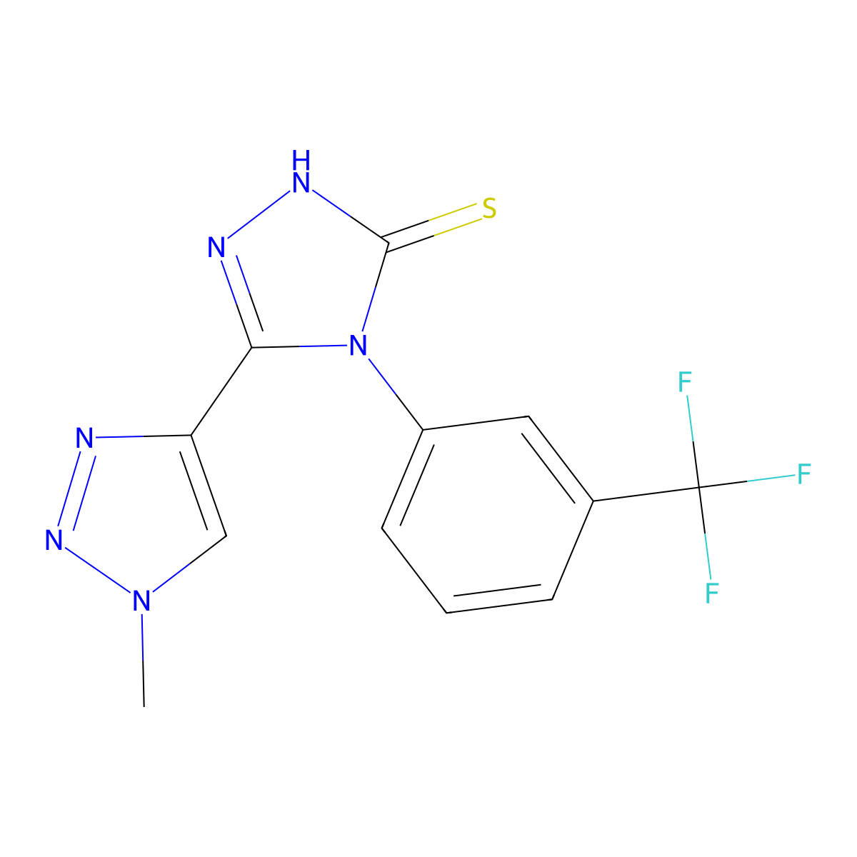 3-(1-methyl-1H-1,2,3-triazol-4-yl)-4-[3-(trifluoromethyl)phenyl]-4,5-dihydro-1H-1,2,4-triazole-5-thione molecular structure, CAS 2319876-47-4