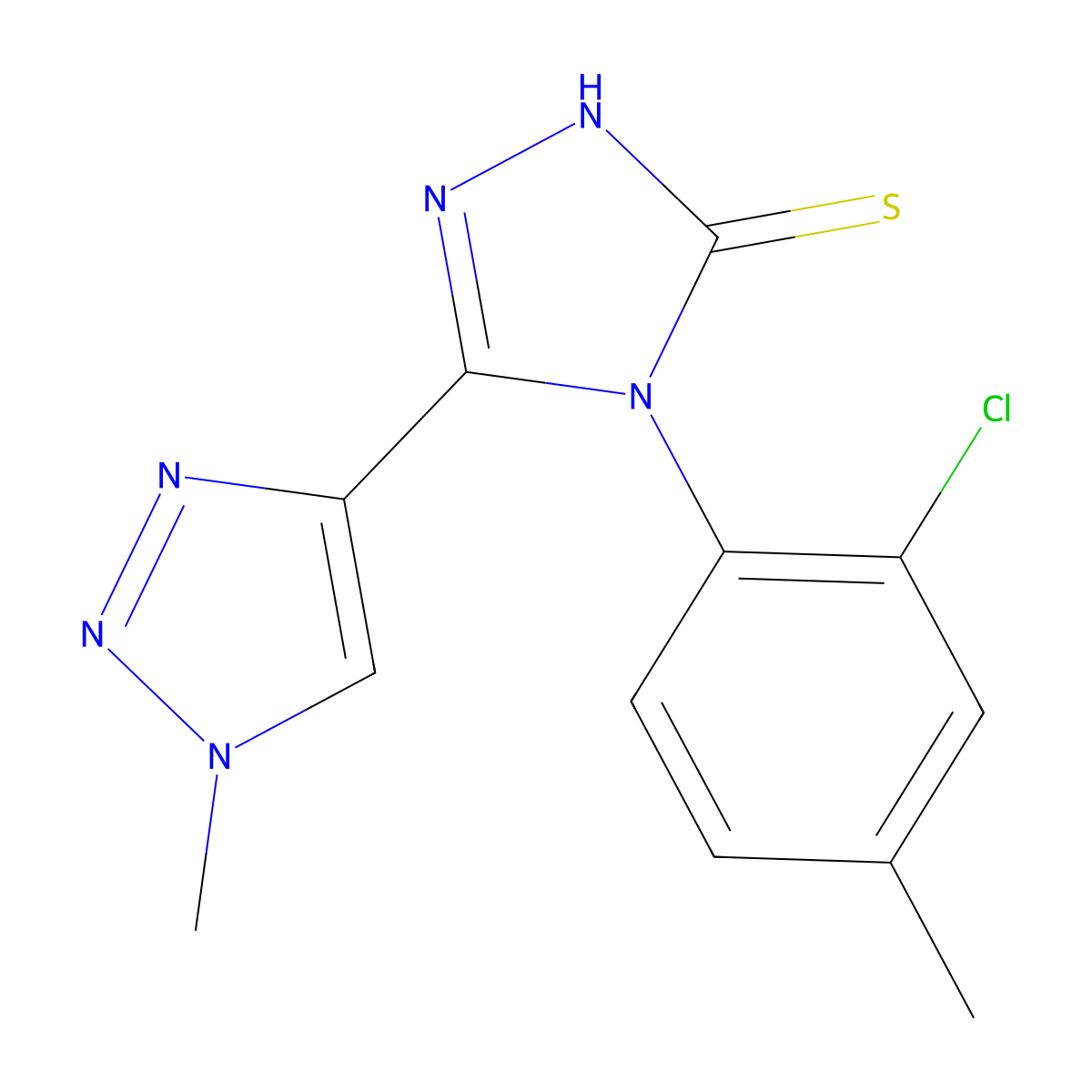 4-(2-chloro-4-methylphenyl)-3-(1-methyl-1H-1,2,3-triazol-4-yl)-4,5-dihydro-1H-1,2,4-triazole-5-thione molecular structure, CAS 2319876-53-2