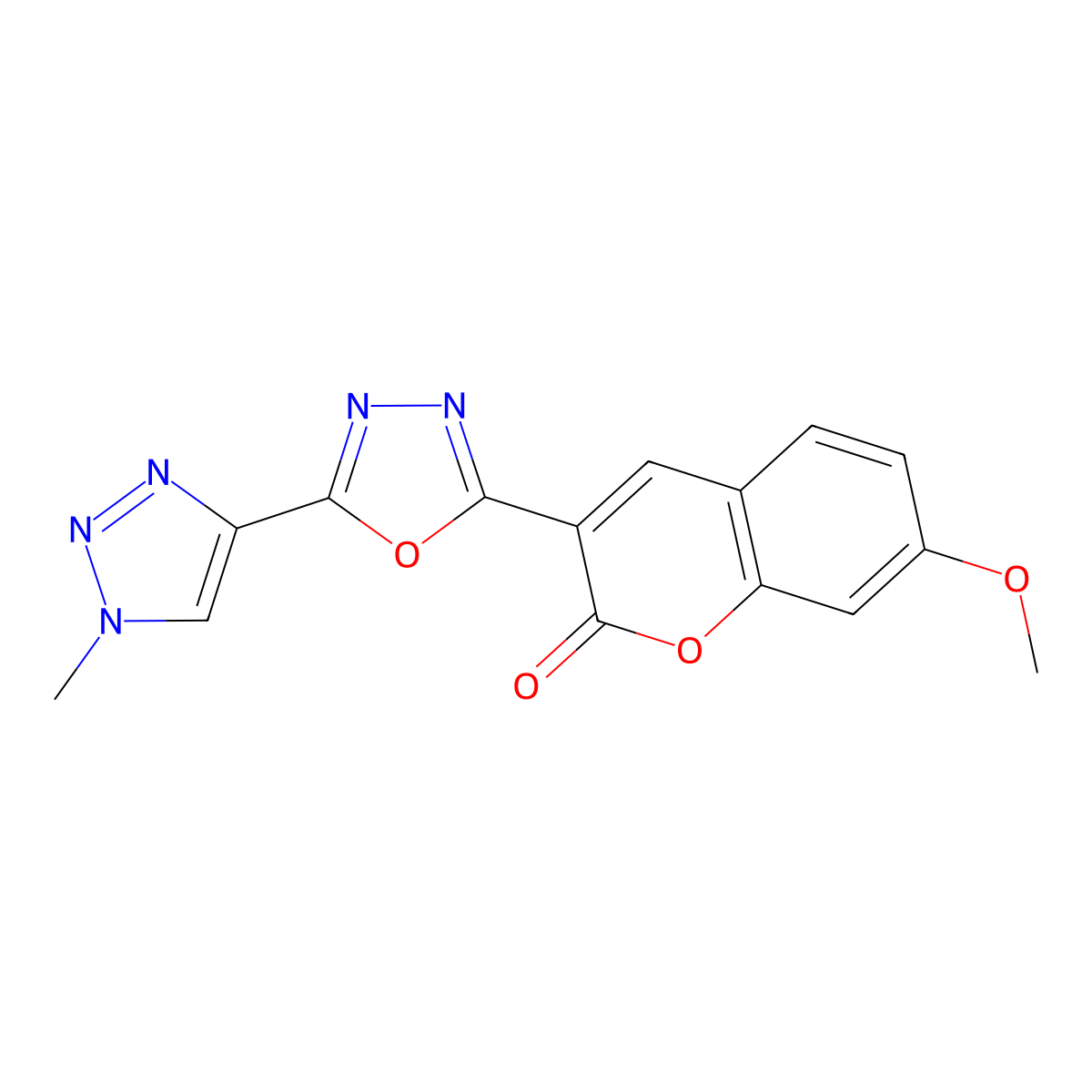 7-methoxy-3-[5-(1-methyl-1H-1,2,3-triazol-4-yl)-1,3,4-oxadiazol-2-yl]-2H-chromen-2-one molecular structure, CAS 2319876-63-4