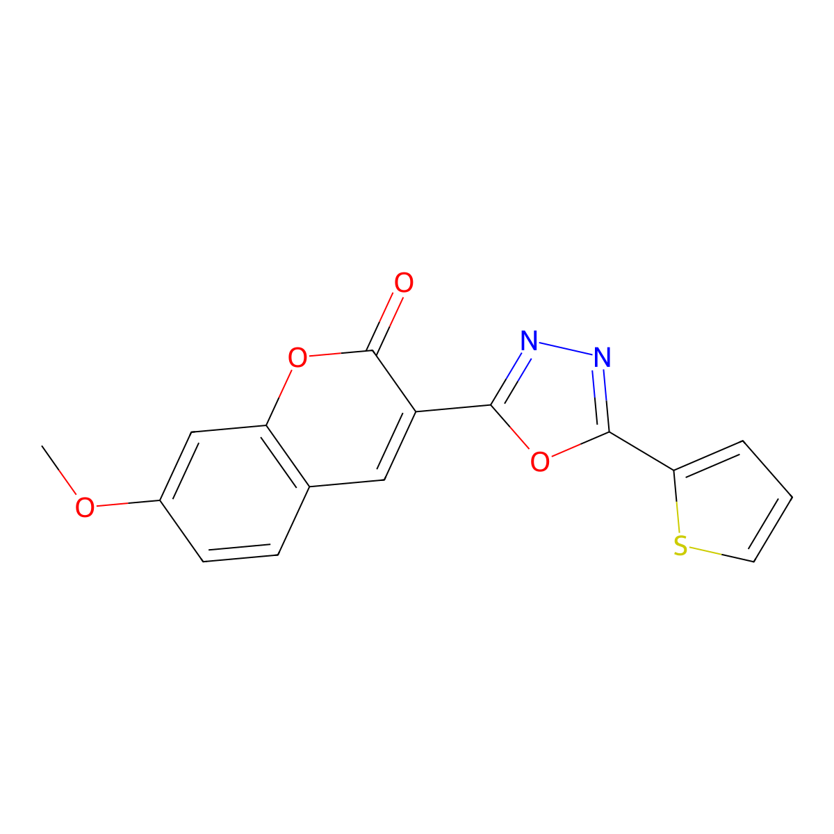 7-methoxy-3-(5-(thiophen-2-yl)-1,3,4-oxadiazol-2-yl)-2H-chromen-2-one molecular structure, CAS 2319876-78-1