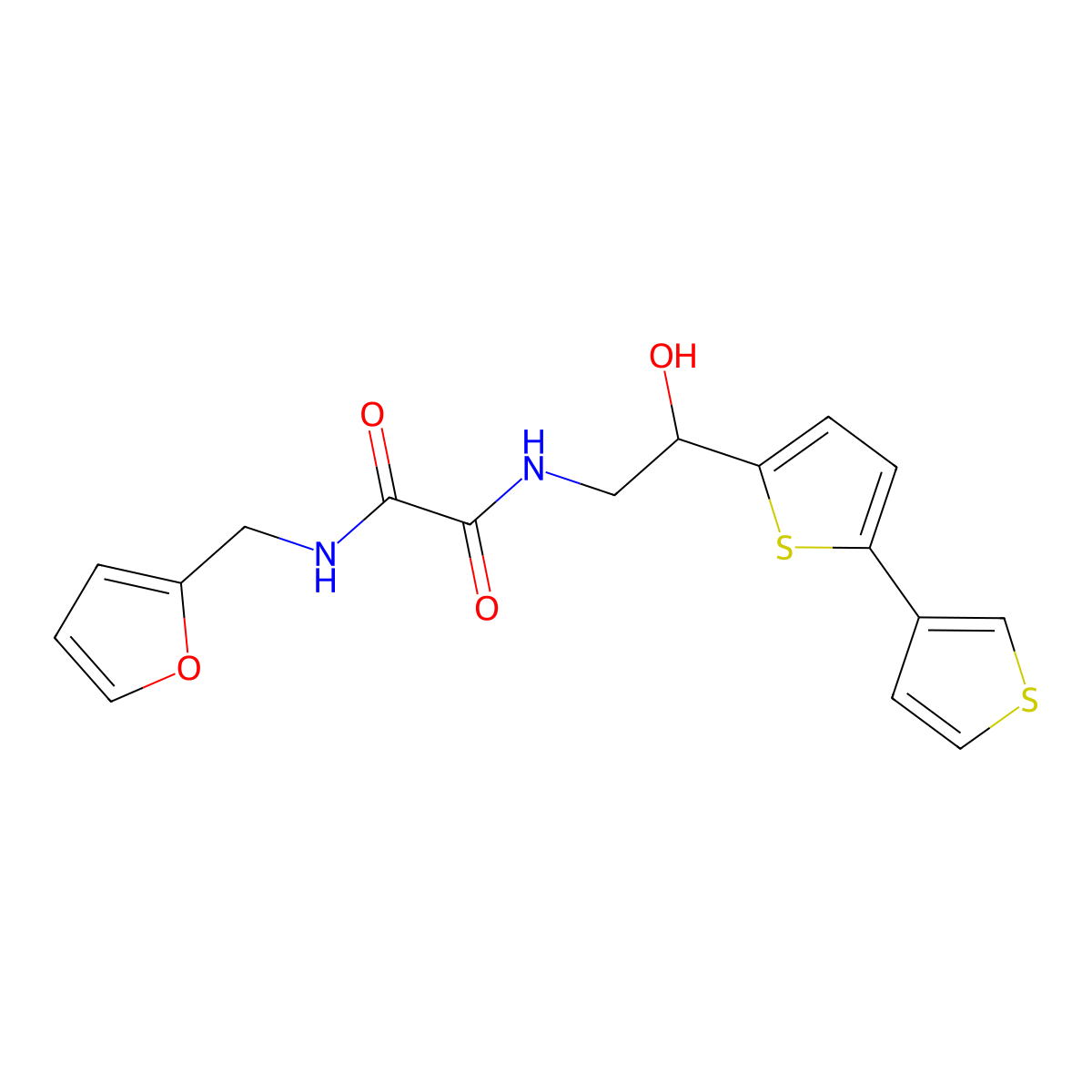 N-(2-{[2,3'-bithiophene]-5-yl}-2-hydroxyethyl)-N'-[(furan-2-yl)methyl]ethanediamide molecular structure, CAS 2319876-83-8