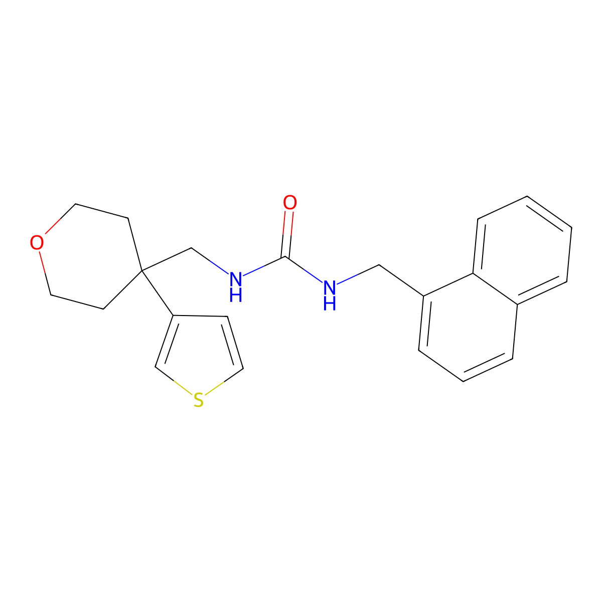 1-[(Naphthalen-1-yl)methyl]-3-{[4-(thiophen-3-yl)oxan-4-yl]methyl}urea molecular structure, CAS 2319877-02-4