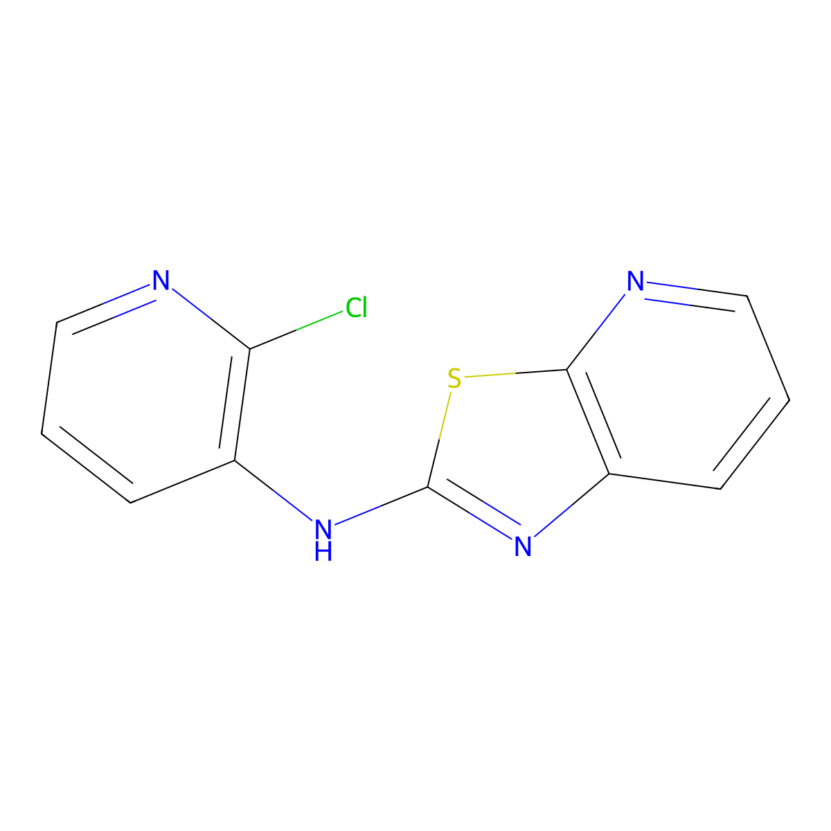 2-chloro-N-{[1,3]thiazolo[5,4-b]pyridin-2-yl}pyridin-3-amine molecular structure, CAS 2319877-15-9