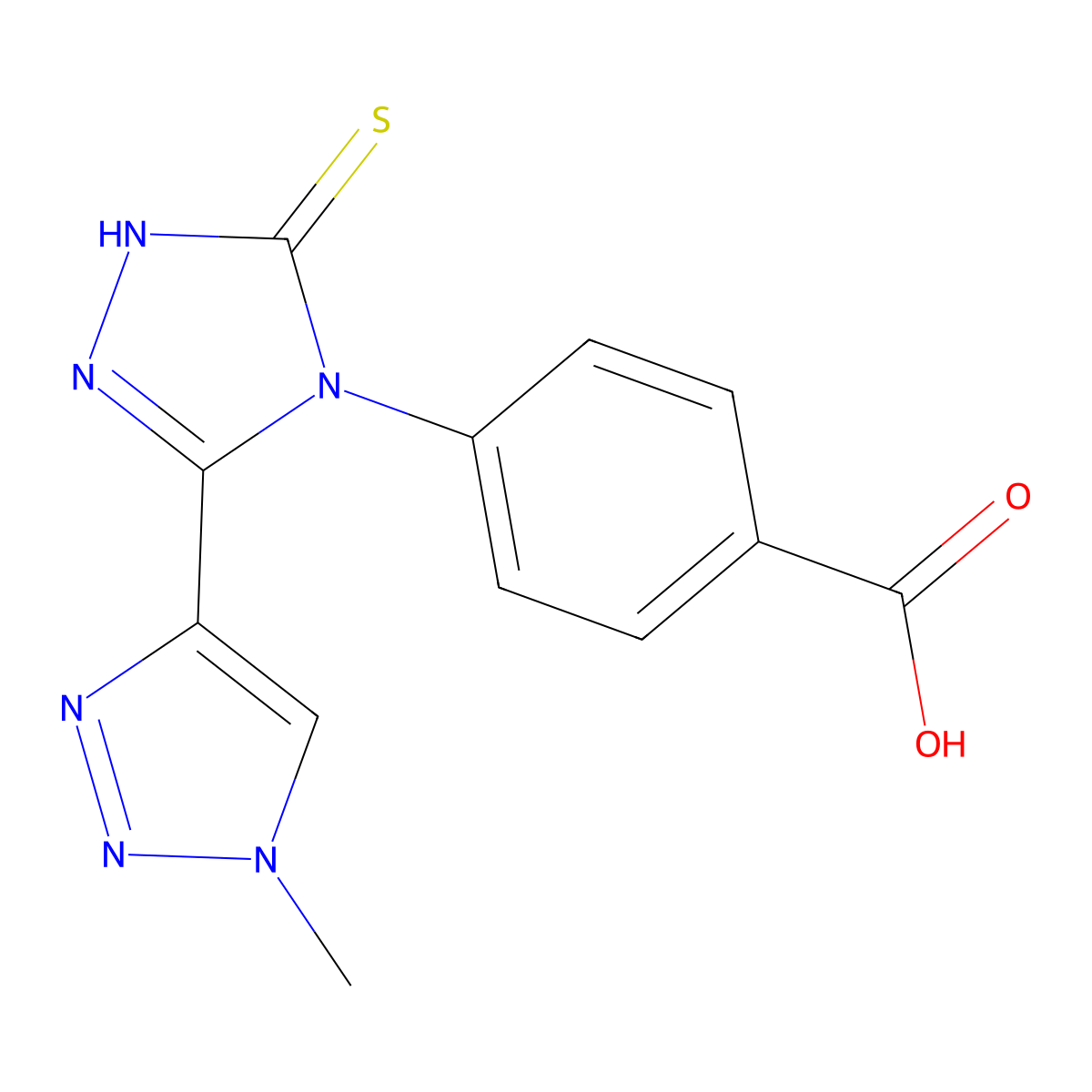 4-[3-(1-methyl-1H-1,2,3-triazol-4-yl)-5-sulfanylidene-4,5-dihydro-1H-1,2,4-triazol-4-yl]benzoic acid molecular structure, CAS 2319877-58-0