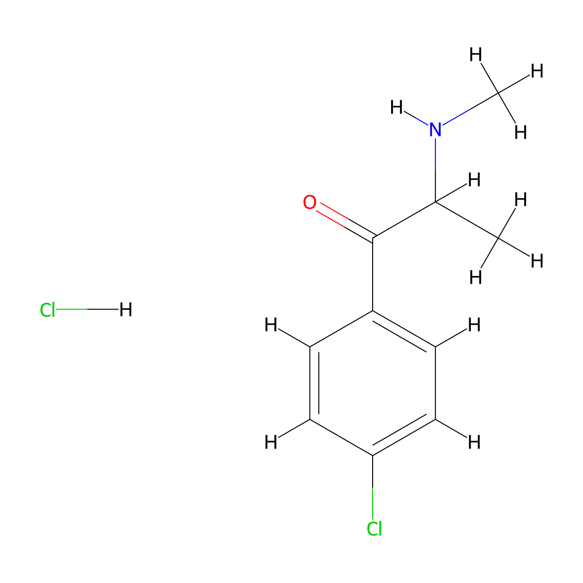 1-(4-Chlorophenyl)-2-(methylamino)-1-propanone, monohydrochloride molecular structure, CAS 2319878-22-1
