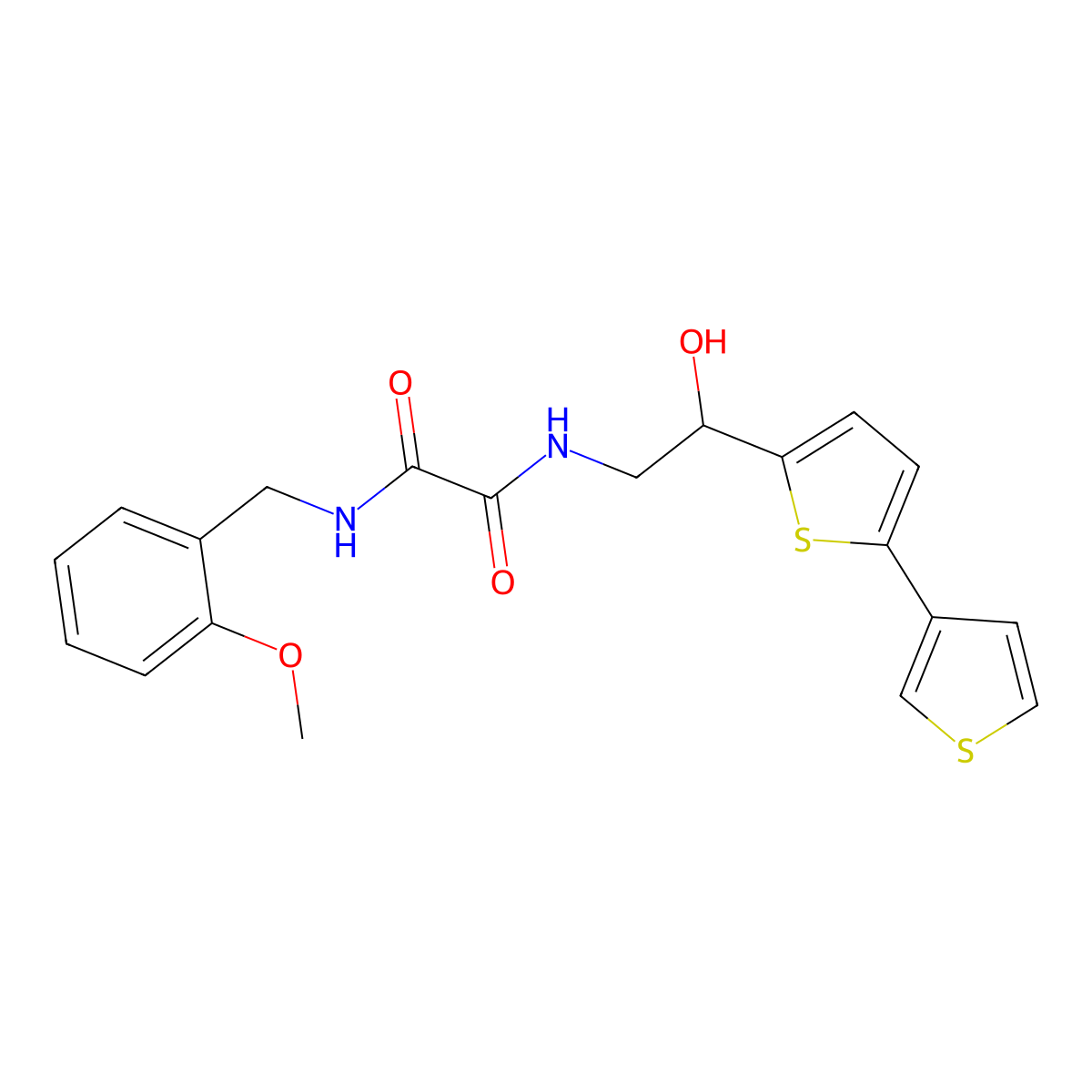 N-(2-{[2,3'-bithiophene]-5-yl}-2-hydroxyethyl)-N'-[(2-methoxyphenyl)methyl]ethanediamide molecular structure, CAS 2319878-46-9