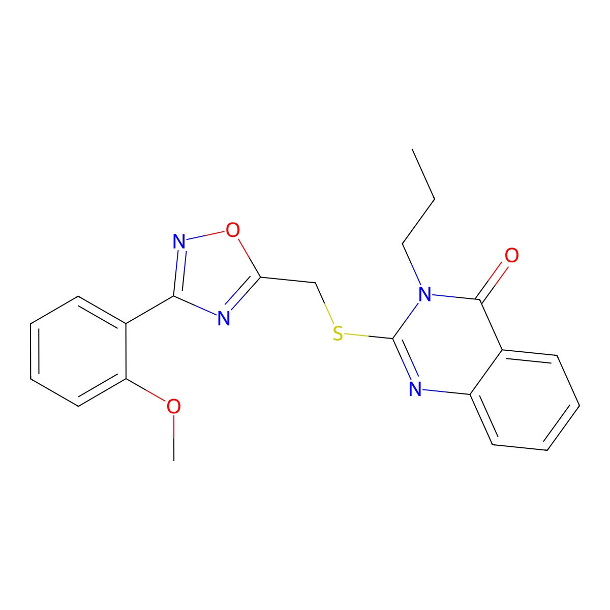 2-[[3-(2-Methoxyphenyl)-1,2,4-oxadiazol-5-yl]methylsulfanyl]-3-propylquinazolin-4-one molecular structure, CAS 2319878-52-7