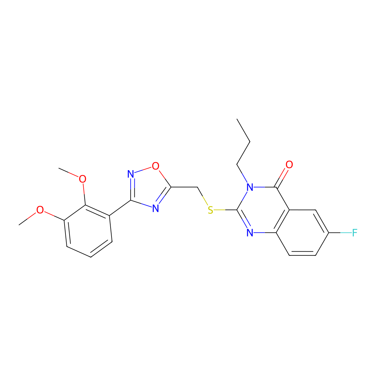 2-({[3-(2,3-Dimethoxyphenyl)-1,2,4-oxadiazol-5-yl]methyl}sulfanyl)-6-fluoro-3-propyl-3,4-dihydroquinazolin-4-one molecular structure, CAS 2319878-86-7