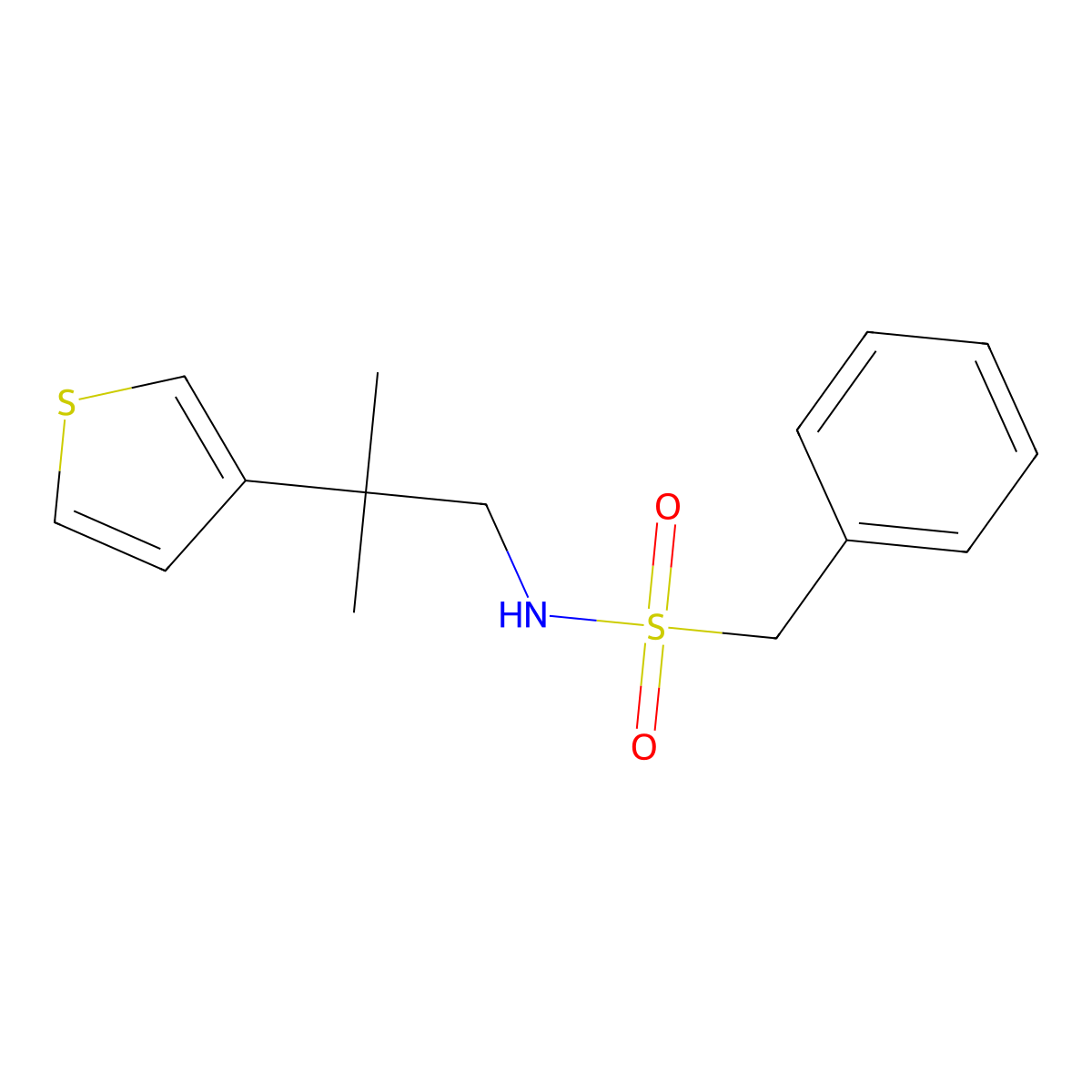 N-(2-methyl-2-(thiophen-3-yl)propyl)-1-phenylmethanesulfonamide molecular structure, CAS 2319890-69-0