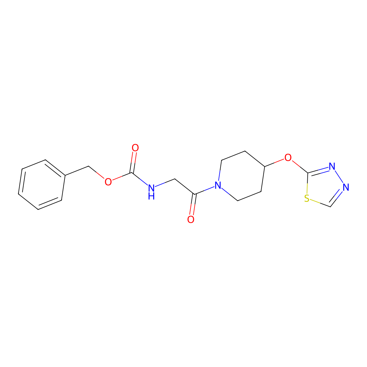benzyl N-{2-oxo-2-[4-(1,3,4-thiadiazol-2-yloxy)piperidin-1-yl]ethyl}carbamate molecular structure, CAS 2319891-18-2