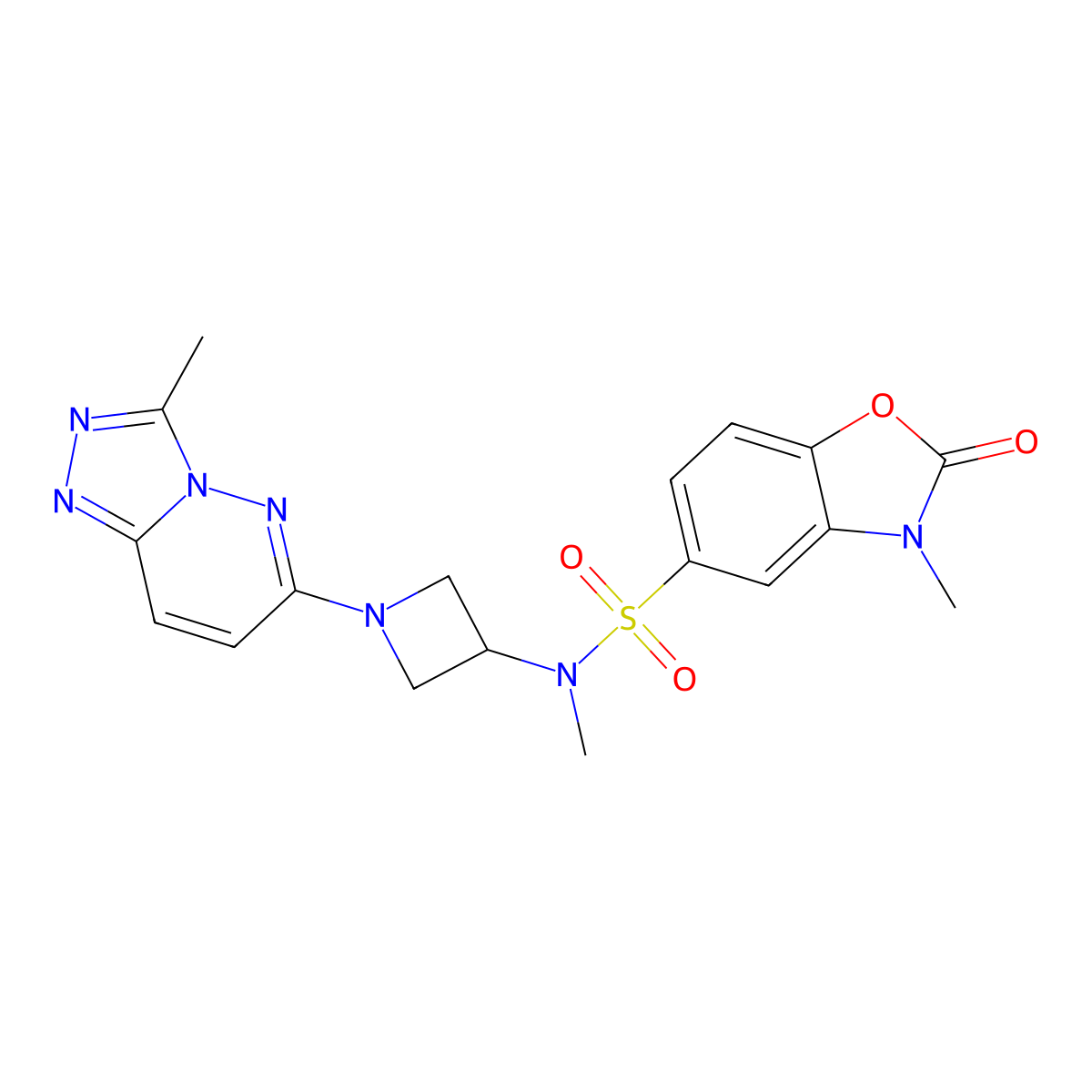 N,3-dimethyl-N-(1-{3-methyl-[1,2,4]triazolo[4,3-b]pyridazin-6-yl}azetidin-3-yl)-2-oxo-2,3-dihydro-1,3-benzoxazole-5-sulfonamide molecular structure, CAS 2319892-38-9