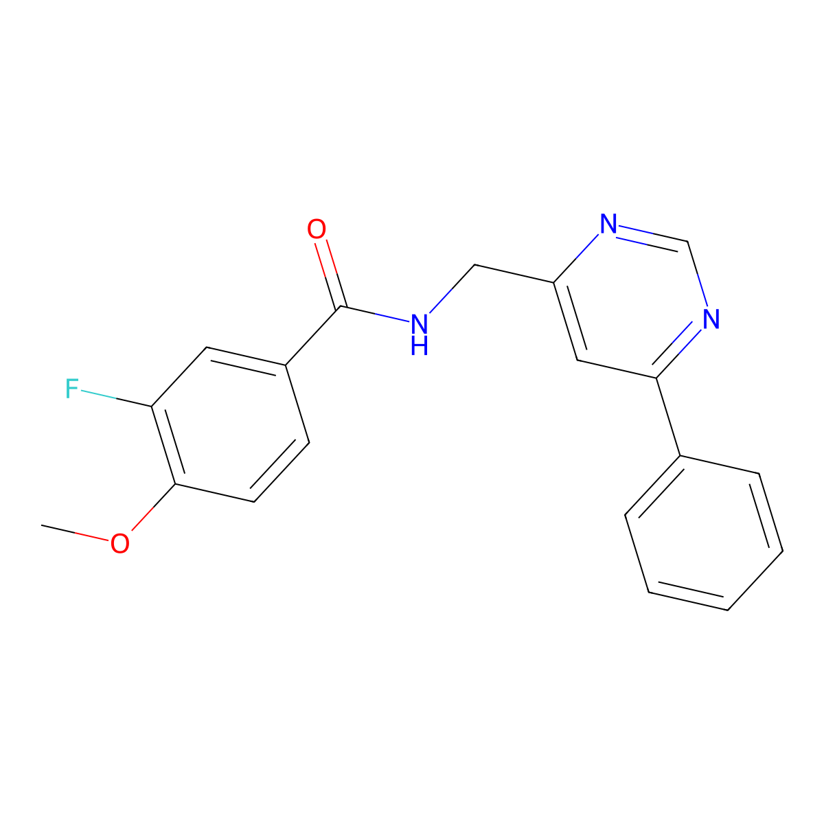3-fluoro-4-methoxy-N-[(6-phenylpyrimidin-4-yl)methyl]benzamide molecular structure, CAS 2319892-45-8