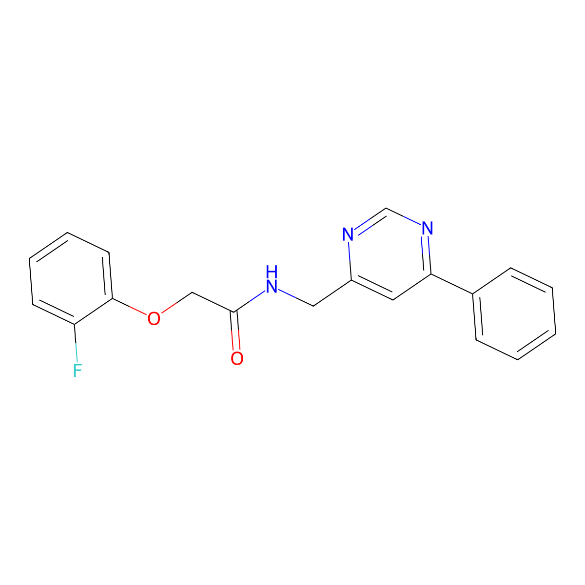 2-(2-fluorophenoxy)-N-[(6-phenylpyrimidin-4-yl)methyl]acetamide molecular structure, CAS 2319892-55-0