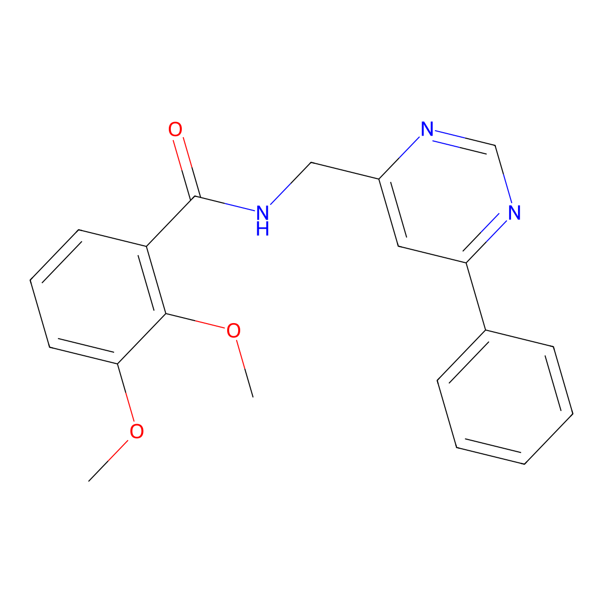 2,3-dimethoxy-N-[(6-phenylpyrimidin-4-yl)methyl]benzamide molecular structure, CAS 2319892-63-0