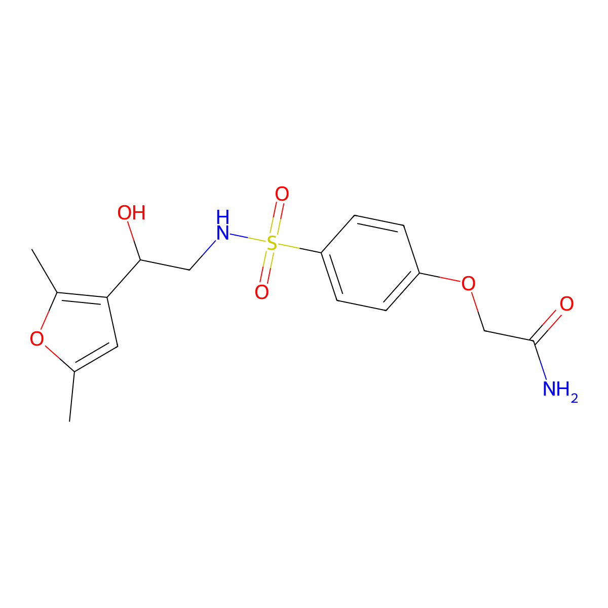 2-(4-{[2-(2,5-Dimethylfuran-3-yl)-2-hydroxyethyl]sulfamoyl}phenoxy)acetamide molecular structure, CAS 2319892-83-4