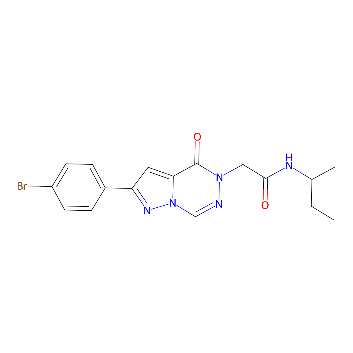 2-(2-(4-bromophenyl)-4-oxopyrazolo[1,5-d][1,2,4]triazin-5(4H)-yl)-N-(sec-butyl)acetamide molecular structure, CAS 2319892-93-6
