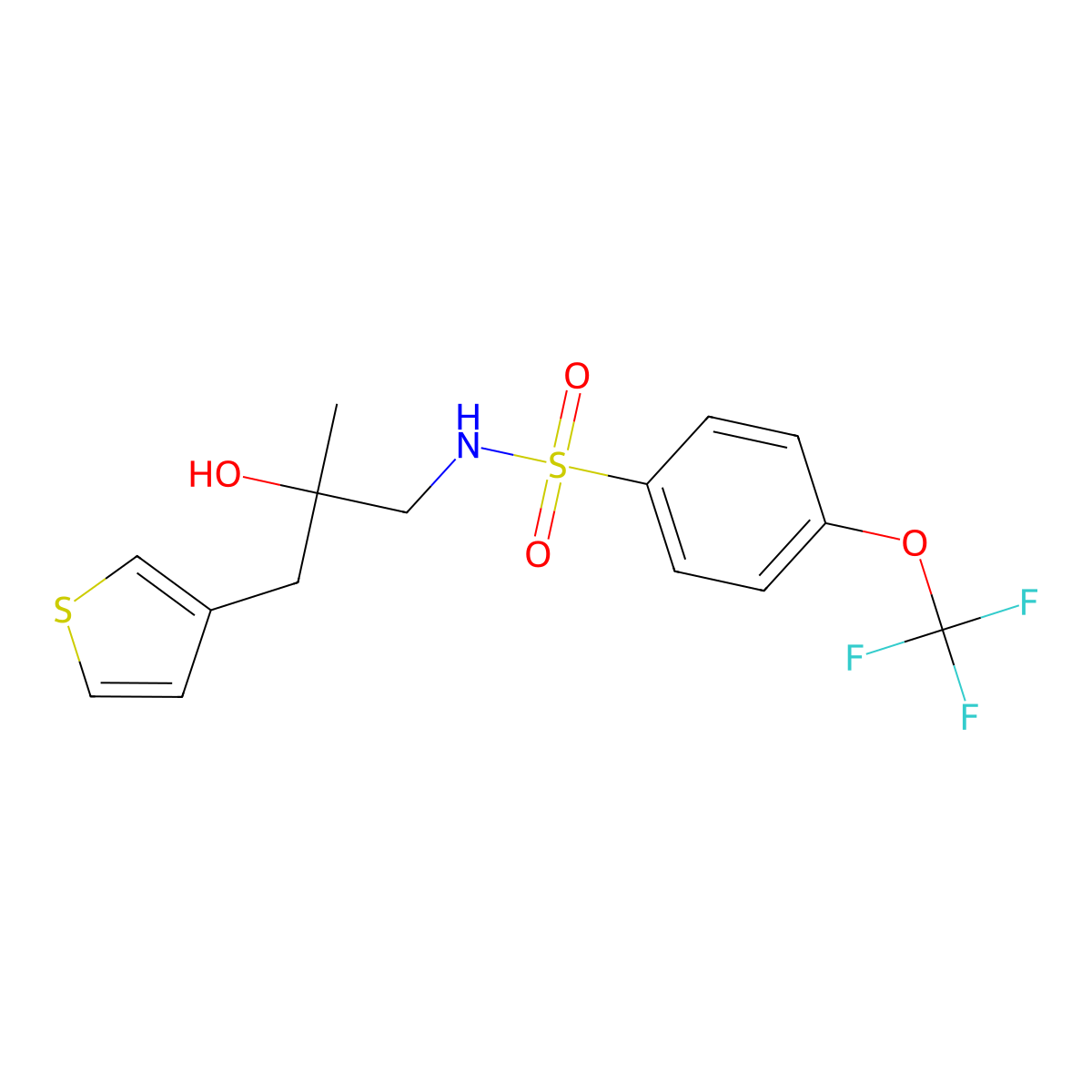 N-(2-hydroxy-2-methyl-3-(thiophen-3-yl)propyl)-4-(trifluoromethoxy)benzenesulfonamide molecular structure, CAS 2319893-06-4