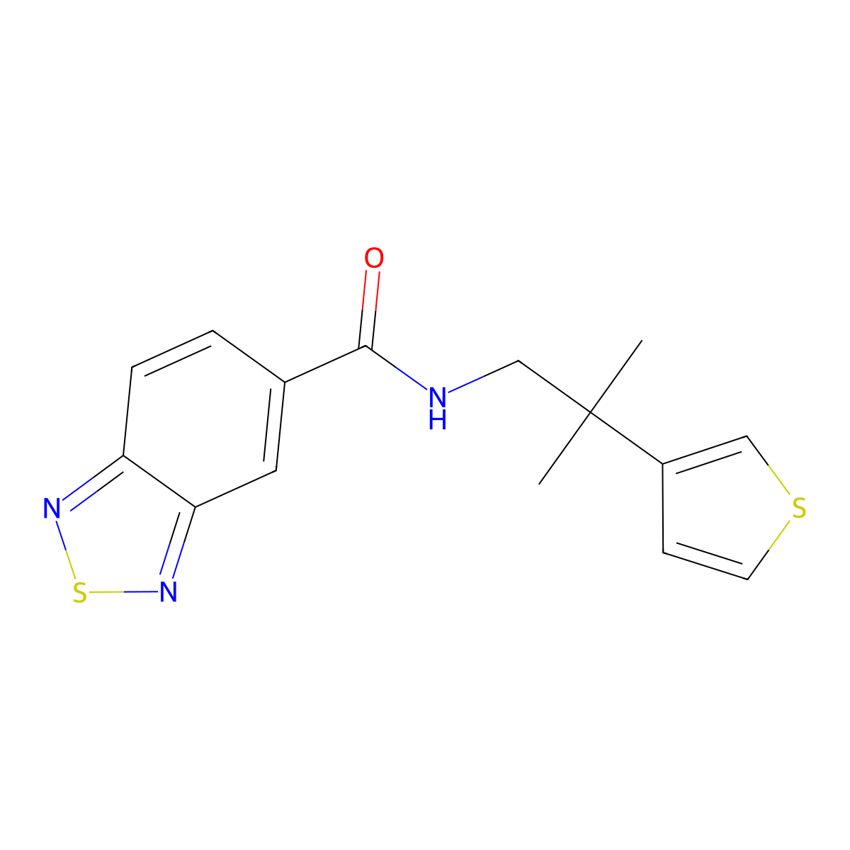 N-(2-methyl-2-(thiophen-3-yl)propyl)benzo[c][1,2,5]thiadiazole-5-carboxamide molecular structure, CAS 2319893-14-4