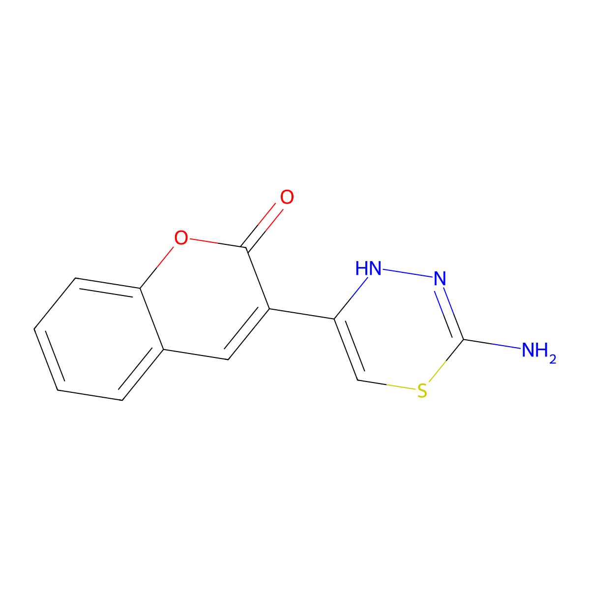 3-(2-amino-4H-1,3,4-thiadiazin-5-yl)-2H-chromen-2-one molecular structure, CAS 2319893-57-5