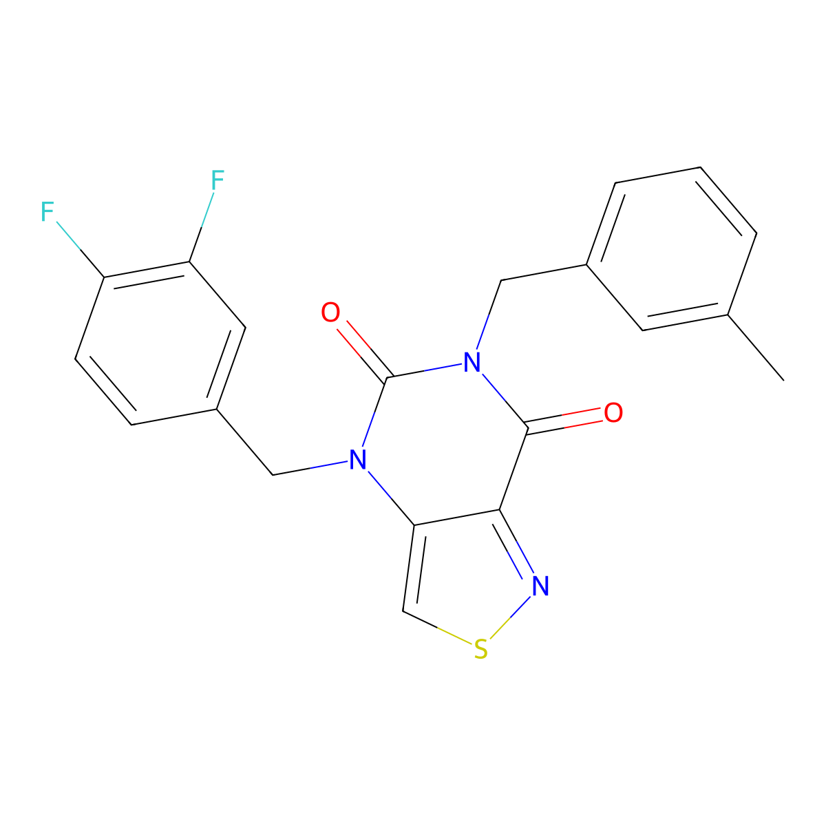 4-(3,4-difluorobenzyl)-6-(3-methylbenzyl)isothiazolo[4,3-d]pyrimidine-5,7(4H,6H)-dione molecular structure, CAS 2319893-88-2