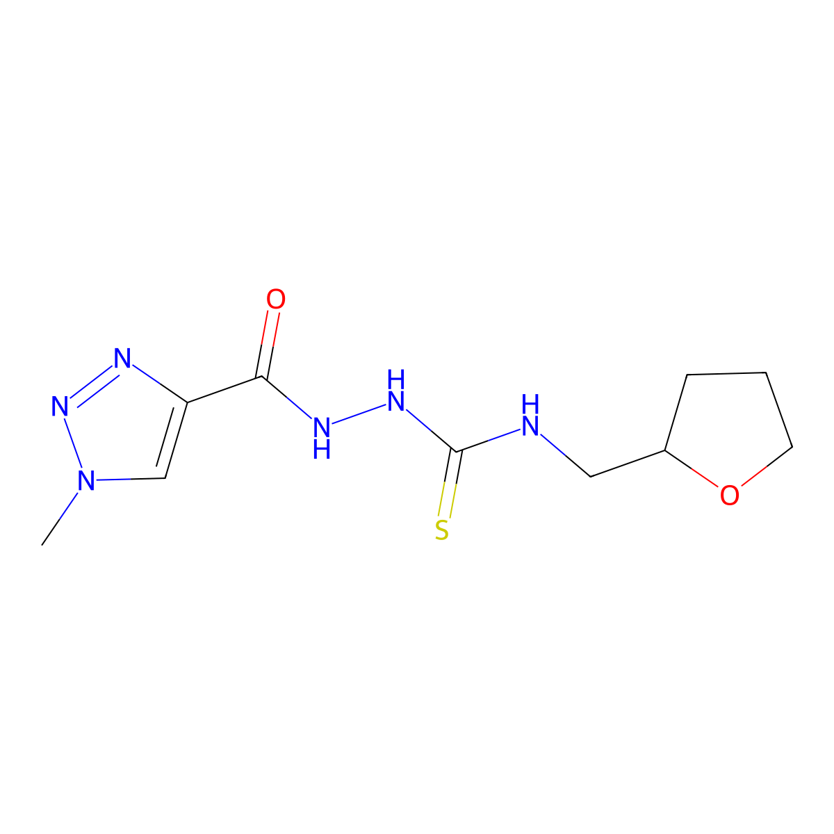 1-methyl-N-({[(oxolan-2-yl)methyl]carbamothioyl}amino)-1H-1,2,3-triazole-4-carboxamide molecular structure, CAS 2319894-01-2