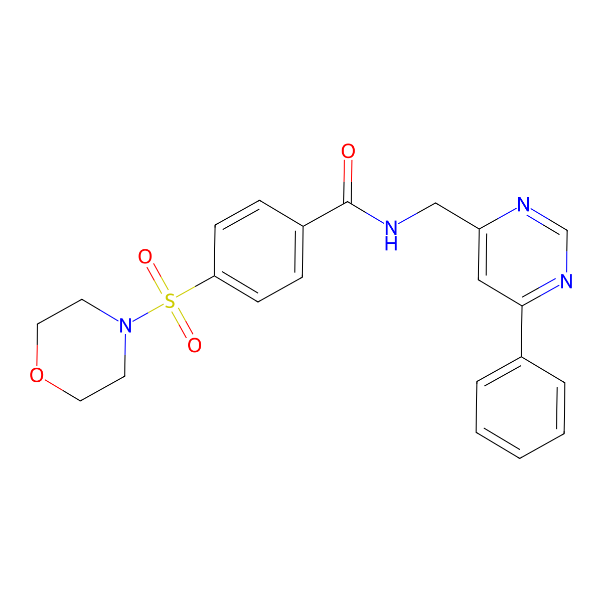 4-(morpholinosulfonyl)-N-((6-phenylpyrimidin-4-yl)methyl)benzamide molecular structure, CAS 2319894-97-6