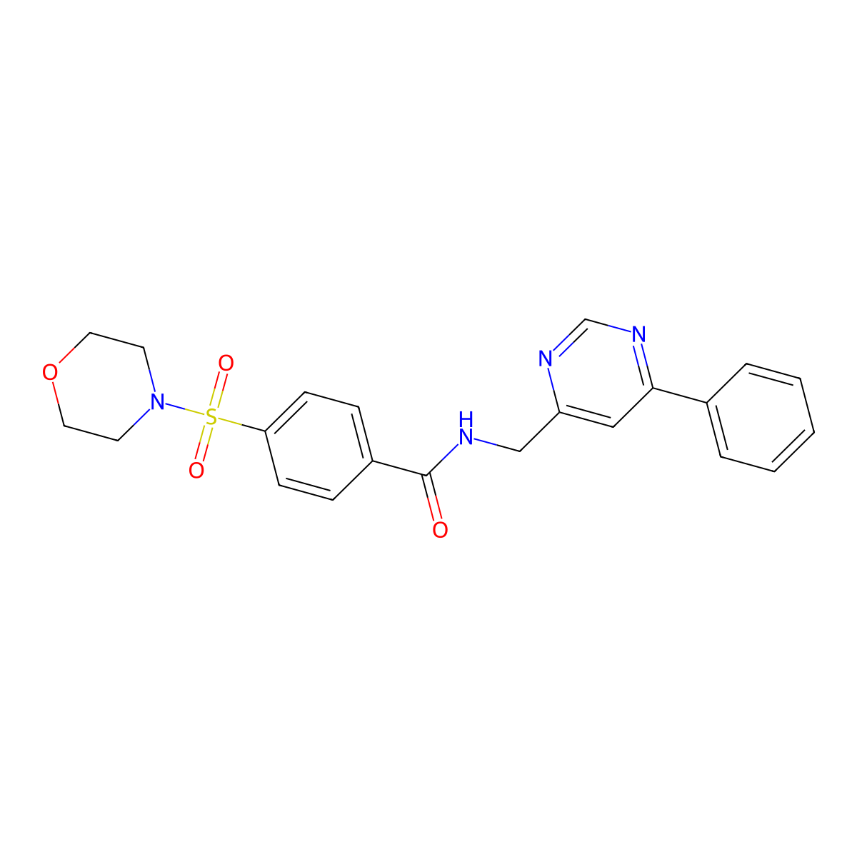 4-(morpholinosulfonyl)-N-((6-phenylpyrimidin-4-yl)methyl)benzamide molecular structure, CAS 2319894-97-6