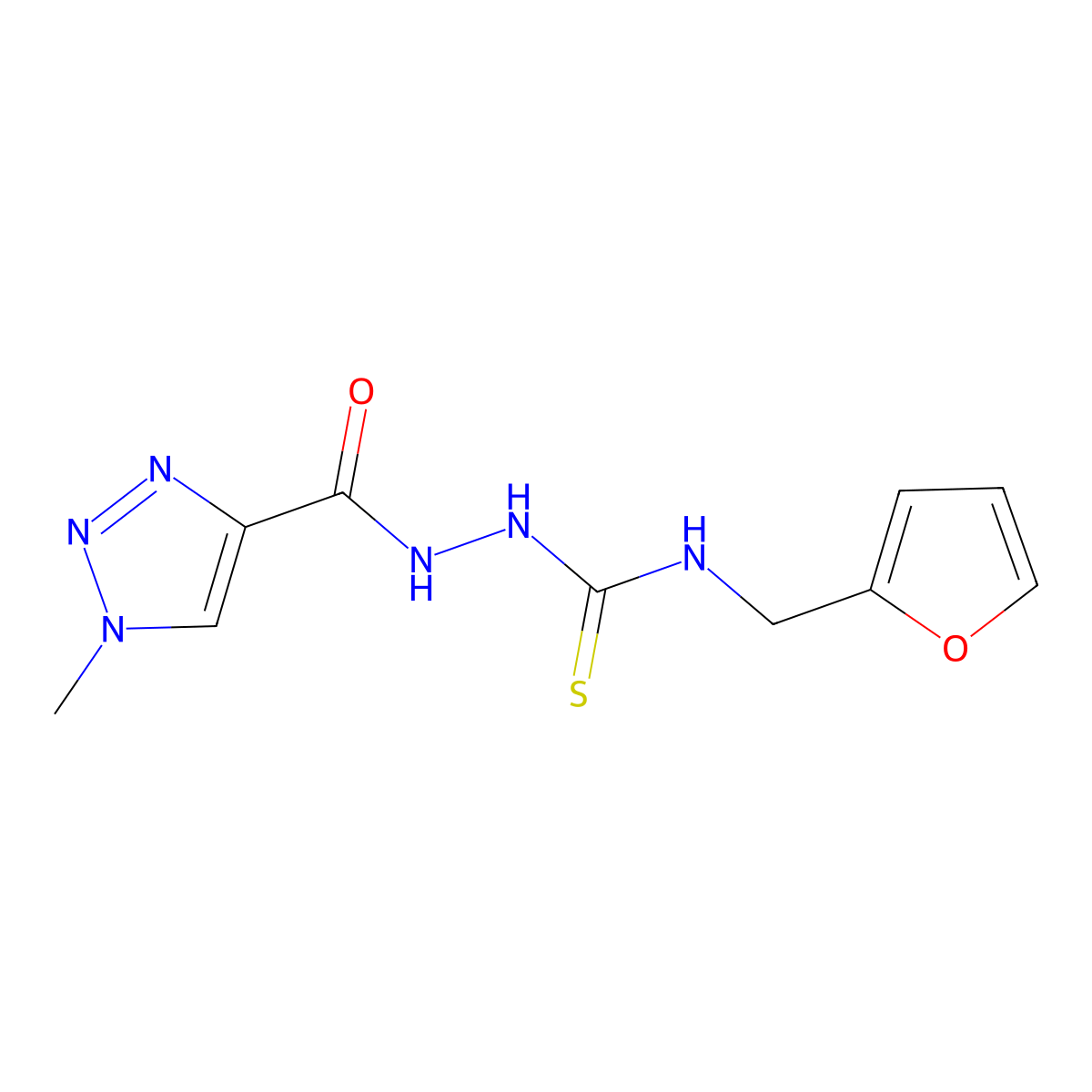 N-({[(furan-2-yl)methyl]carbamothioyl}amino)-1-methyl-1H-1,2,3-triazole-4-carboxamide molecular structure, CAS 2319895-11-7