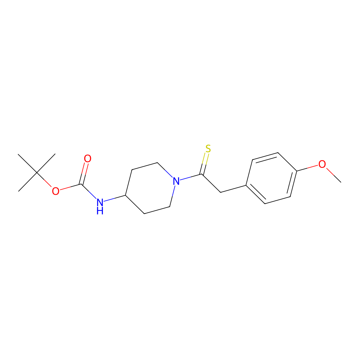tert-butyl N-{1-[2-(4-methoxyphenyl)ethanethioyl]piperidin-4-yl}carbamate molecular structure, CAS 2319895-32-2