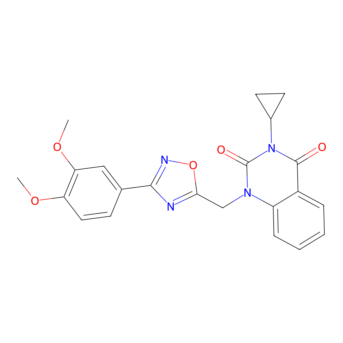 3-cyclopropyl-1-((3-(3,4-dimethoxyphenyl)-1,2,4-oxadiazol-5-yl)methyl)quinazoline-2,4(1H,3H)-dione molecular structure, CAS 2319896-06-3