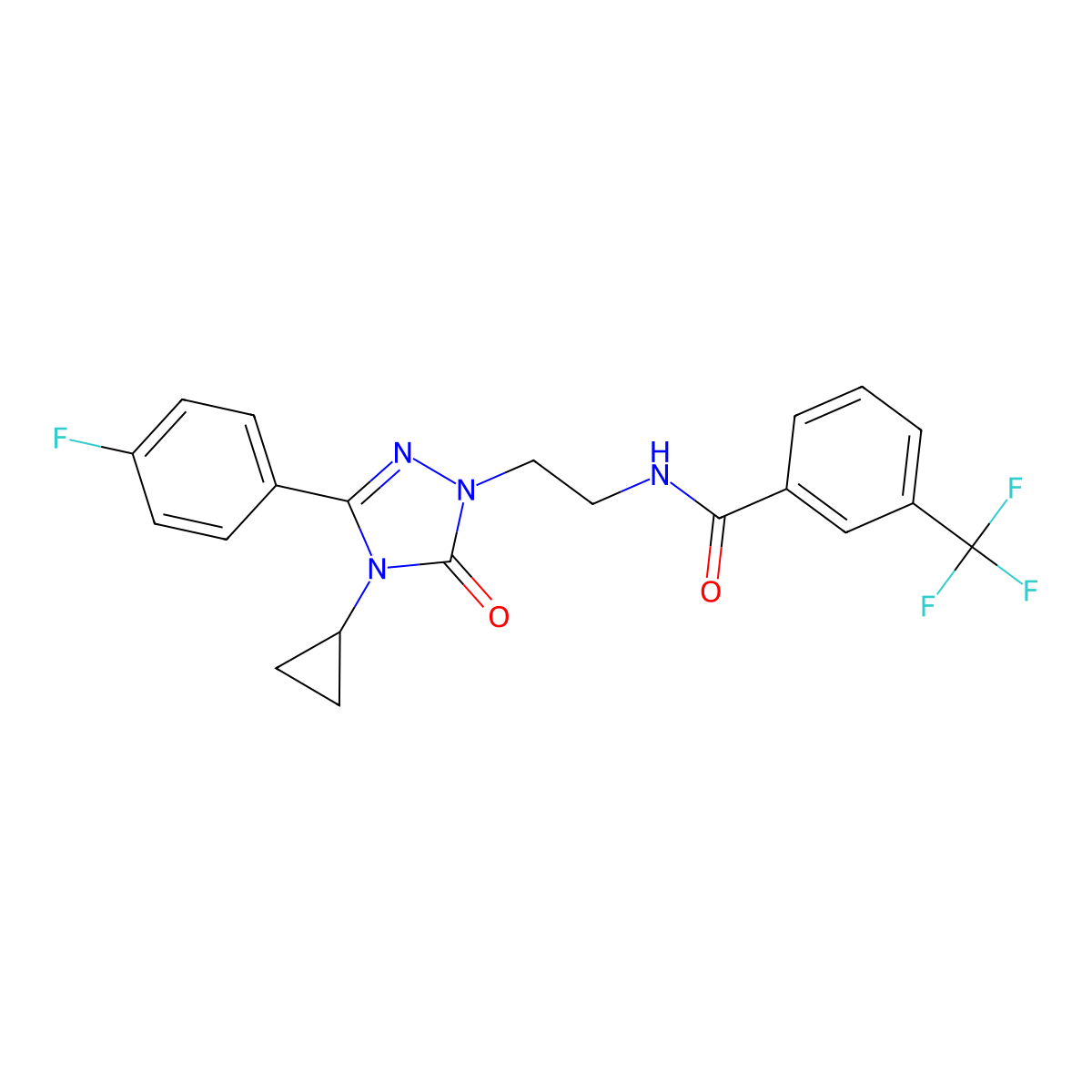 N-{2-[4-cyclopropyl-3-(4-fluorophenyl)-5-oxo-4,5-dihydro-1H-1,2,4-triazol-1-yl]ethyl}-3-(trifluoromethyl)benzamide molecular structure, CAS 2319896-31-4