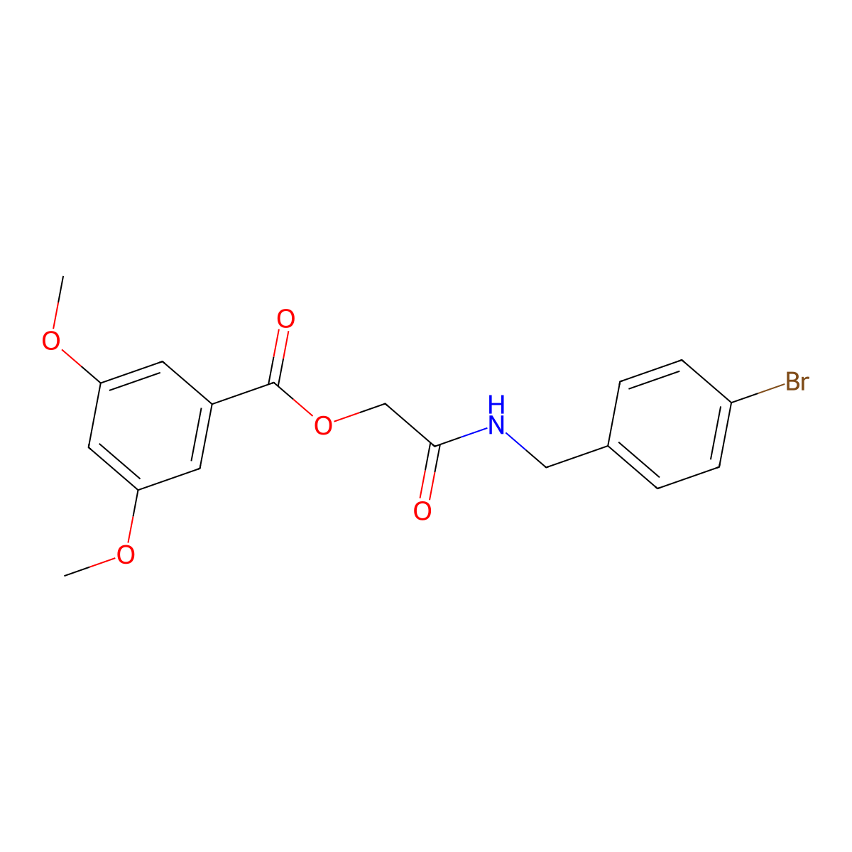 {[(4-Bromophenyl)methyl]carbamoyl}methyl 3,5-dimethoxybenzoate molecular structure, CAS 2319896-38-1
