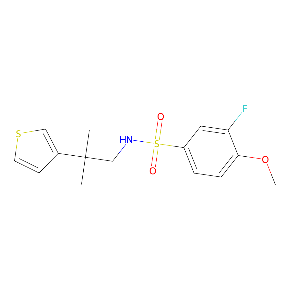 3-fluoro-4-methoxy-N-(2-methyl-2-(thiophen-3-yl)propyl)benzenesulfonamide molecular structure, CAS 2319896-65-4