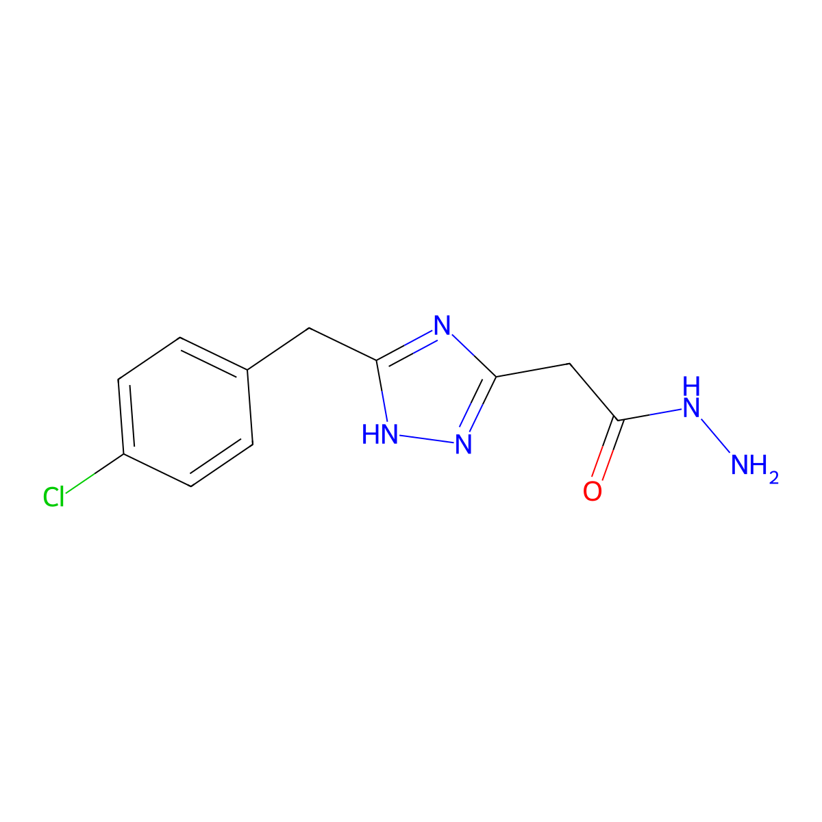 2-{5-[(4-chlorophenyl)methyl]-4H-1,2,4-triazol-3-yl}acetohydrazide molecular structure, CAS 2319896-84-7