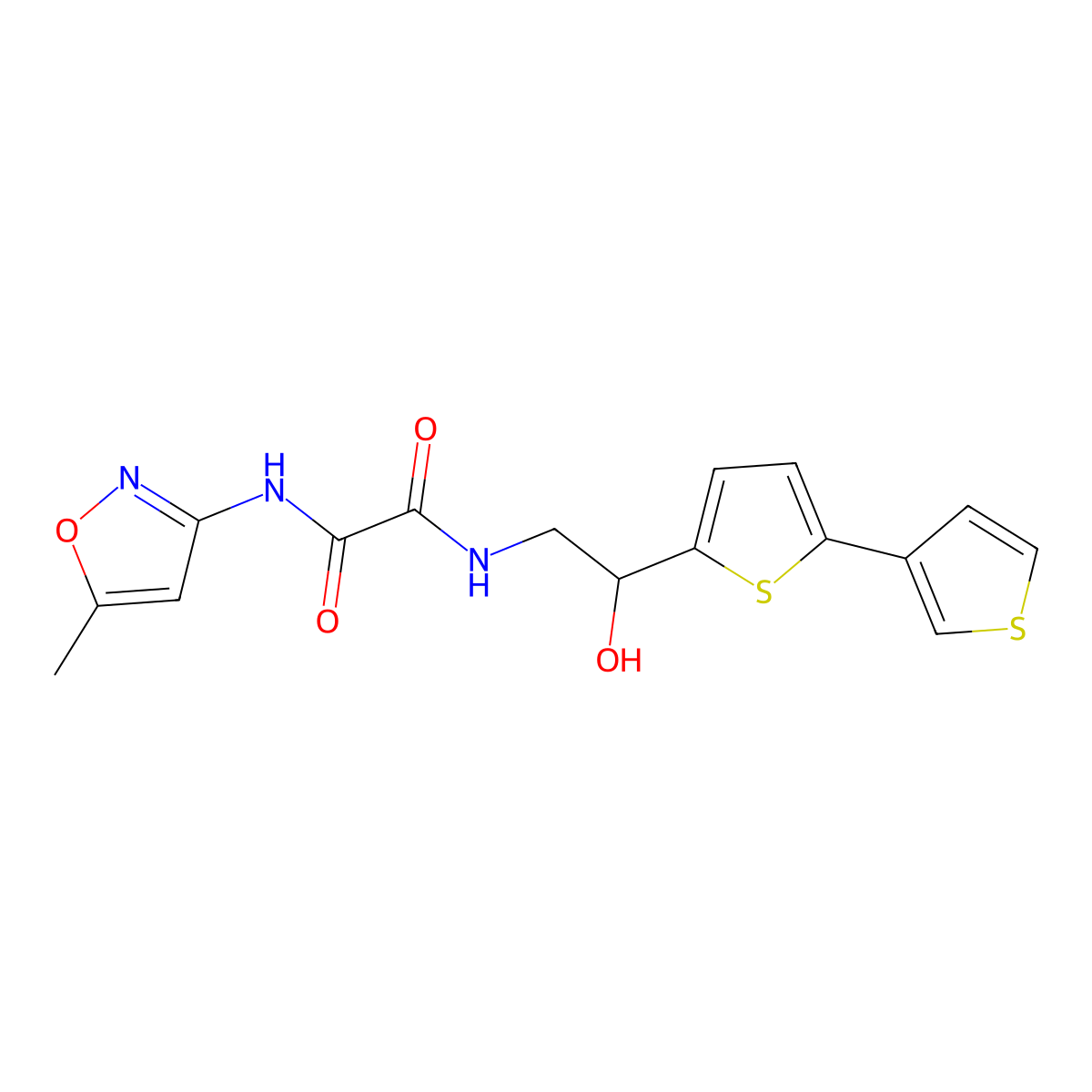 N1-(2-([2,3'-bithiophen]-5-yl)-2-hydroxyethyl)-N2-(5-methylisoxazol-3-yl)oxalamide molecular structure, CAS 2319897-12-4