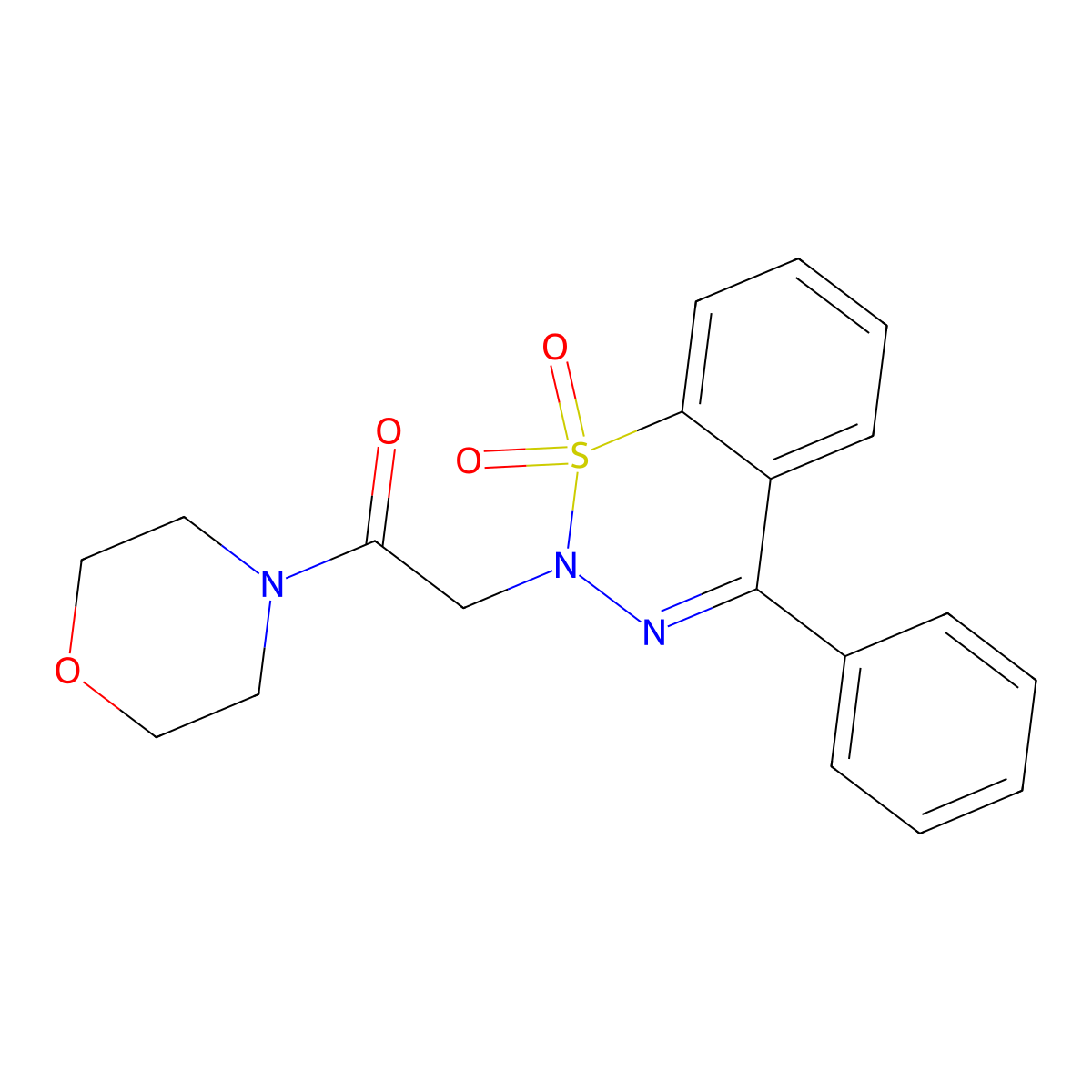 2-(1,1-dioxido-4-phenyl-2H-benzo[e][1,2,3]thiadiazin-2-yl)-1-morpholinoethan-1-one molecular structure, CAS 2319897-49-7