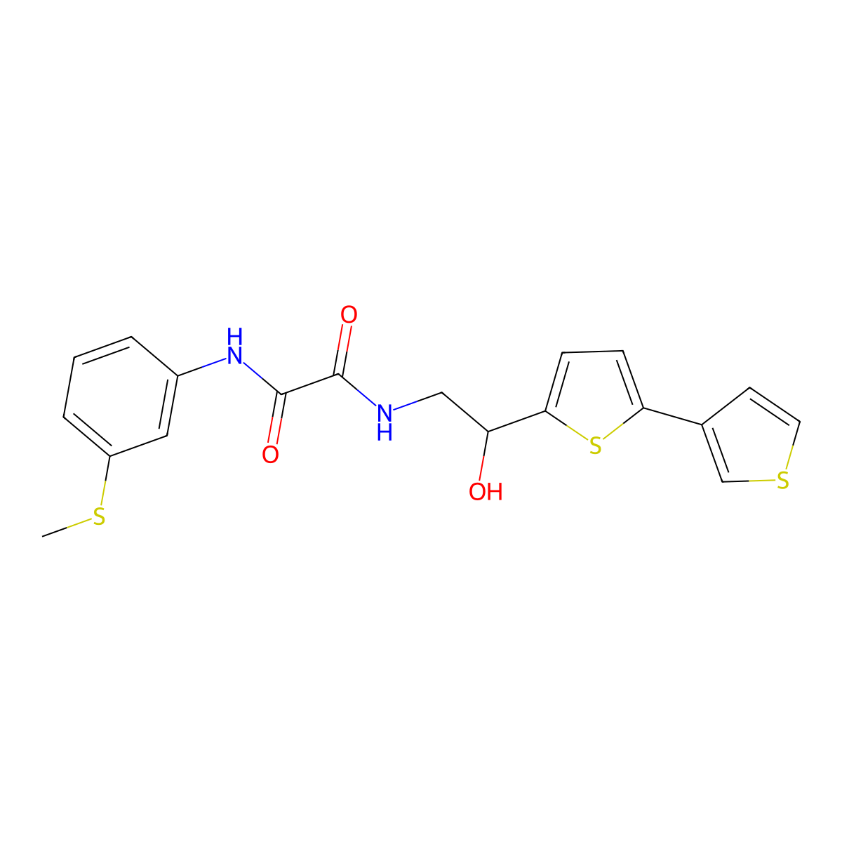 N-(2-{[2,3'-bithiophene]-5-yl}-2-hydroxyethyl)-N'-[3-(methylsulfanyl)phenyl]ethanediamide molecular structure, CAS 2319897-59-9