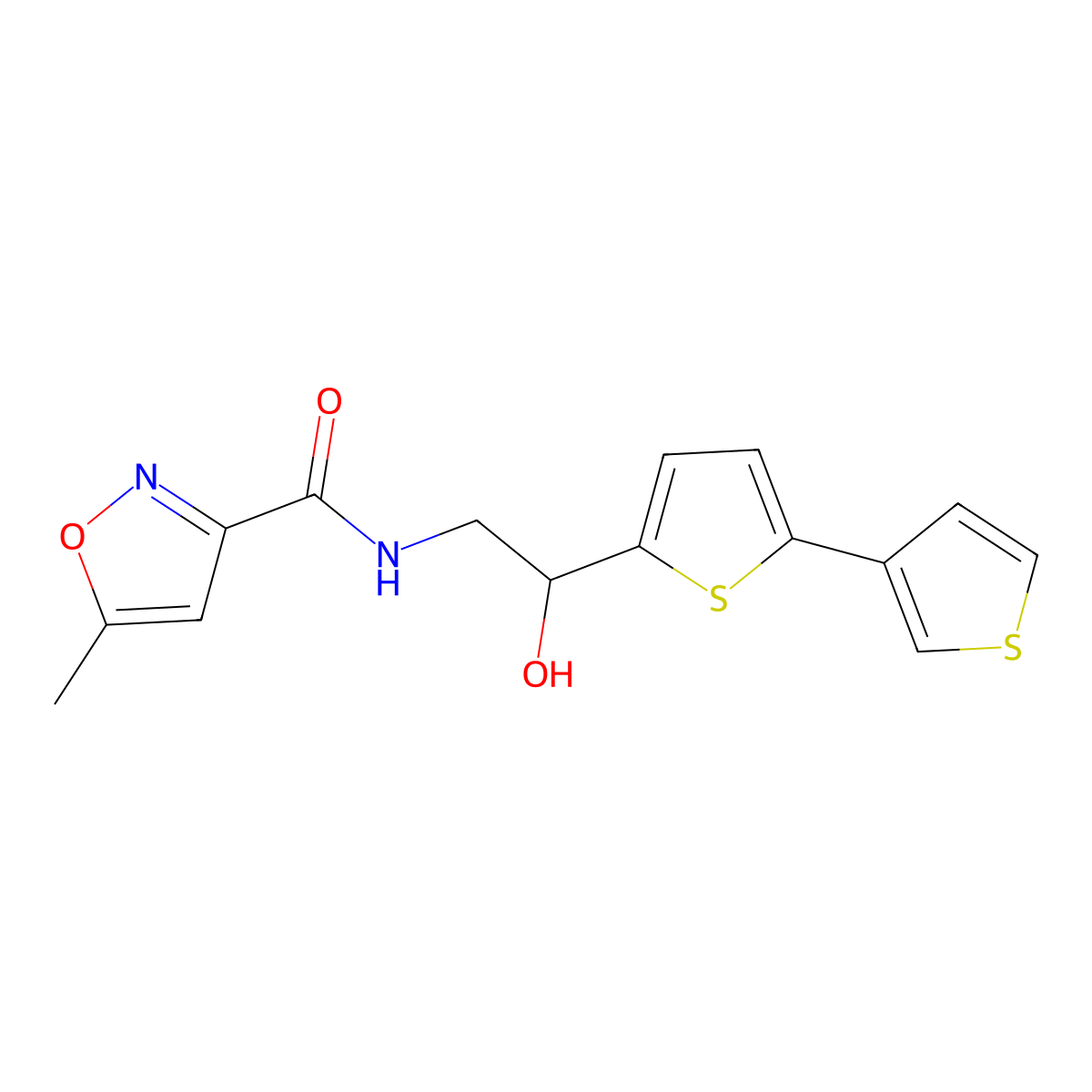 N-(2-([2,3'-bithiophen]-5-yl)-2-hydroxyethyl)-5-methylisoxazole-3-carboxamide molecular structure, CAS 2319897-88-4