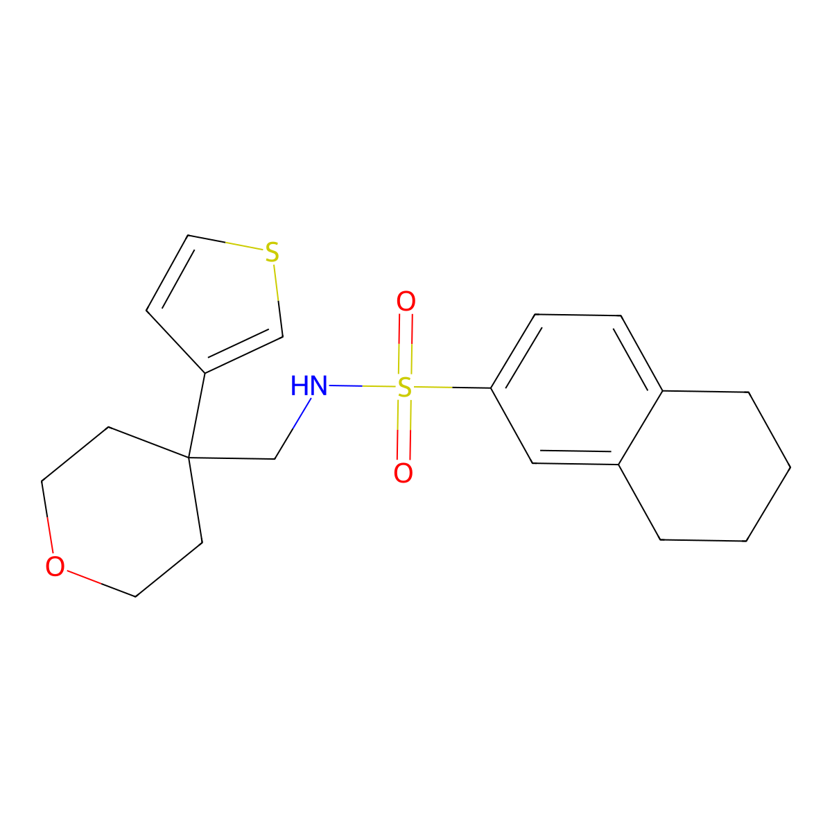 N-{[4-(thiophen-3-yl)oxan-4-yl]methyl}-5,6,7,8-tetrahydronaphthalene-2-sulfonamide molecular structure, CAS 2319897-96-4