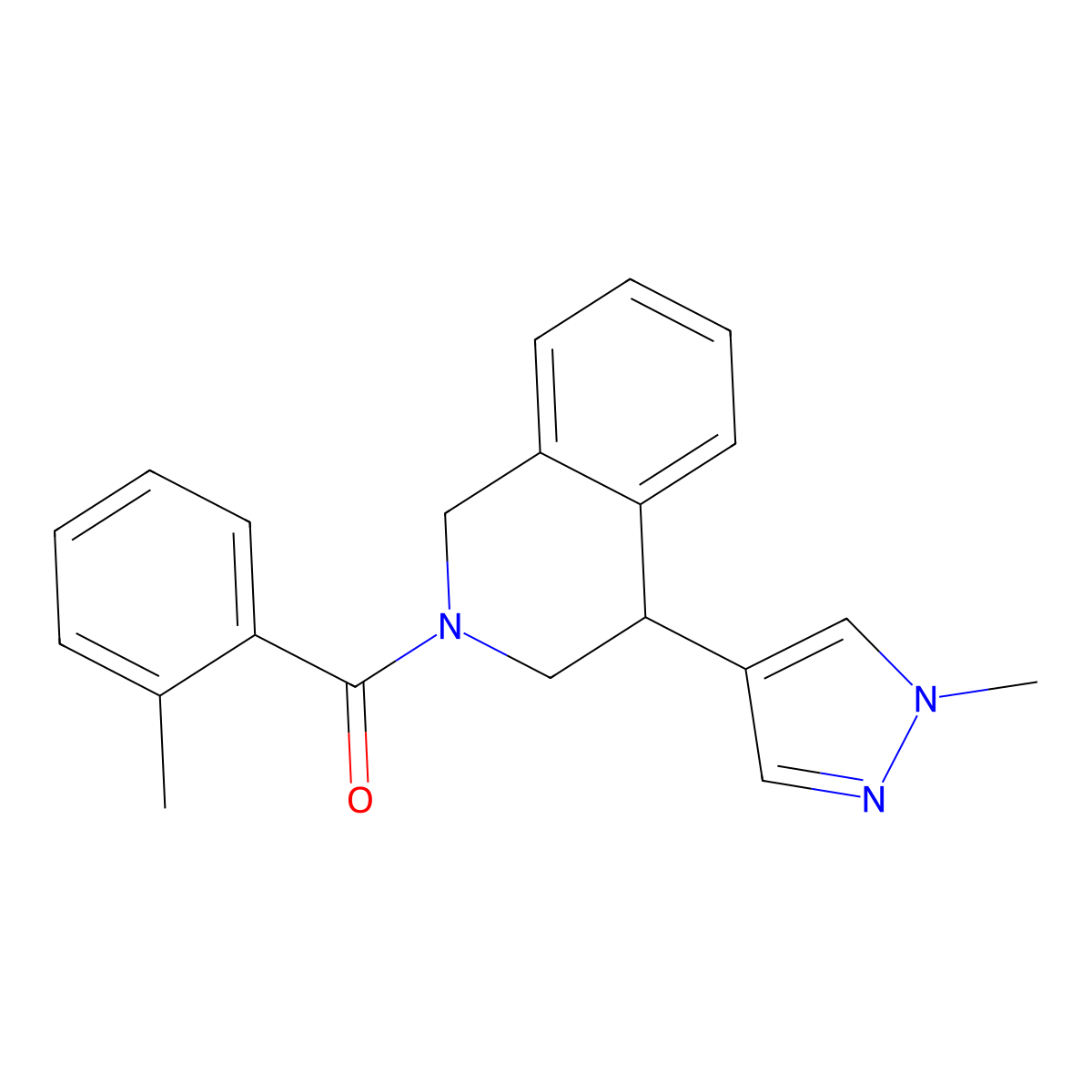 (4-(1-methyl-1H-pyrazol-4-yl)-3,4-dihydroisoquinolin-2(1H)-yl)(o-tolyl)methanone molecular structure, CAS 2319898-10-5