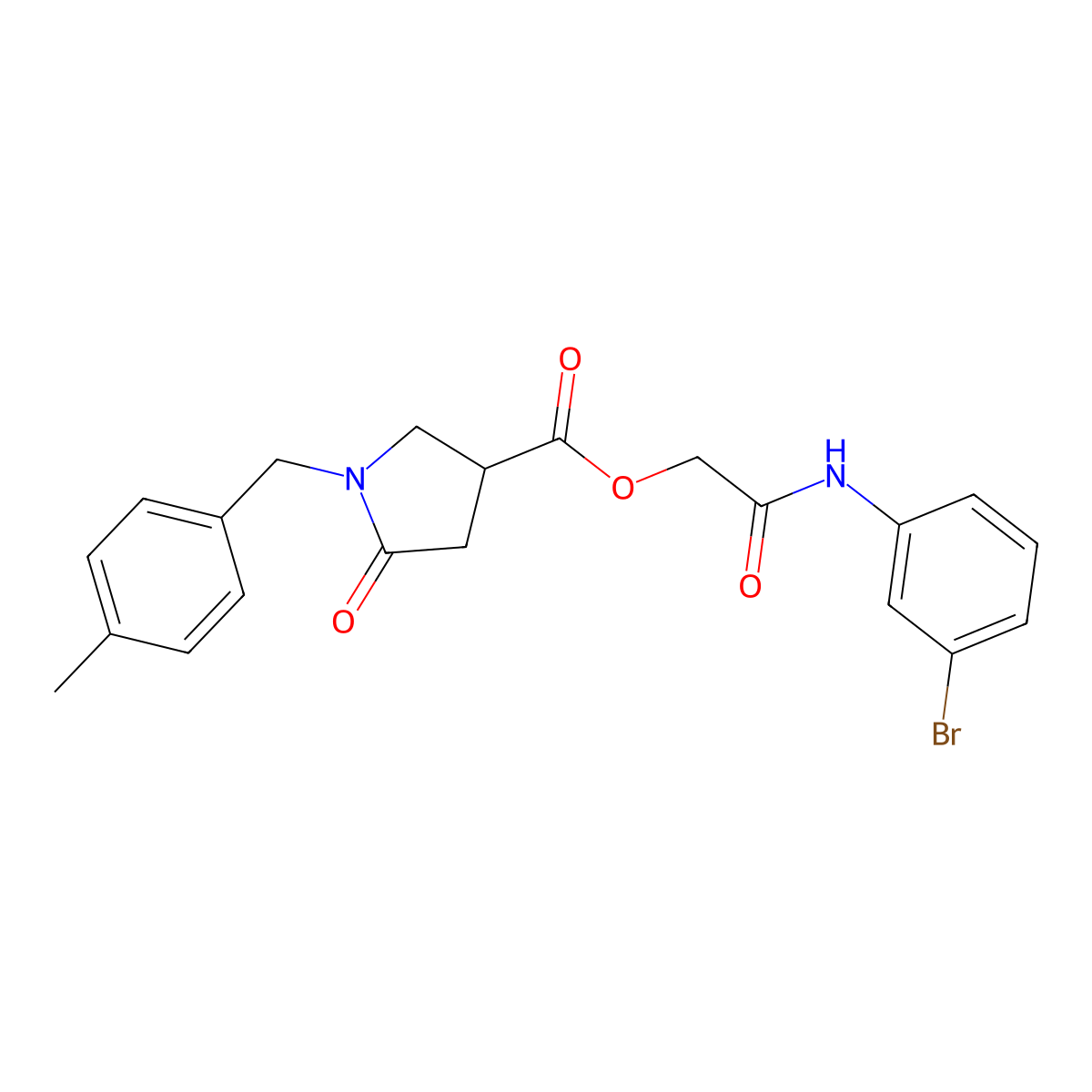 [(3-Bromophenyl)carbamoyl]methyl 1-[(4-methylphenyl)methyl]-5-oxopyrrolidine-3-carboxylate molecular structure, CAS 2319898-36-5
