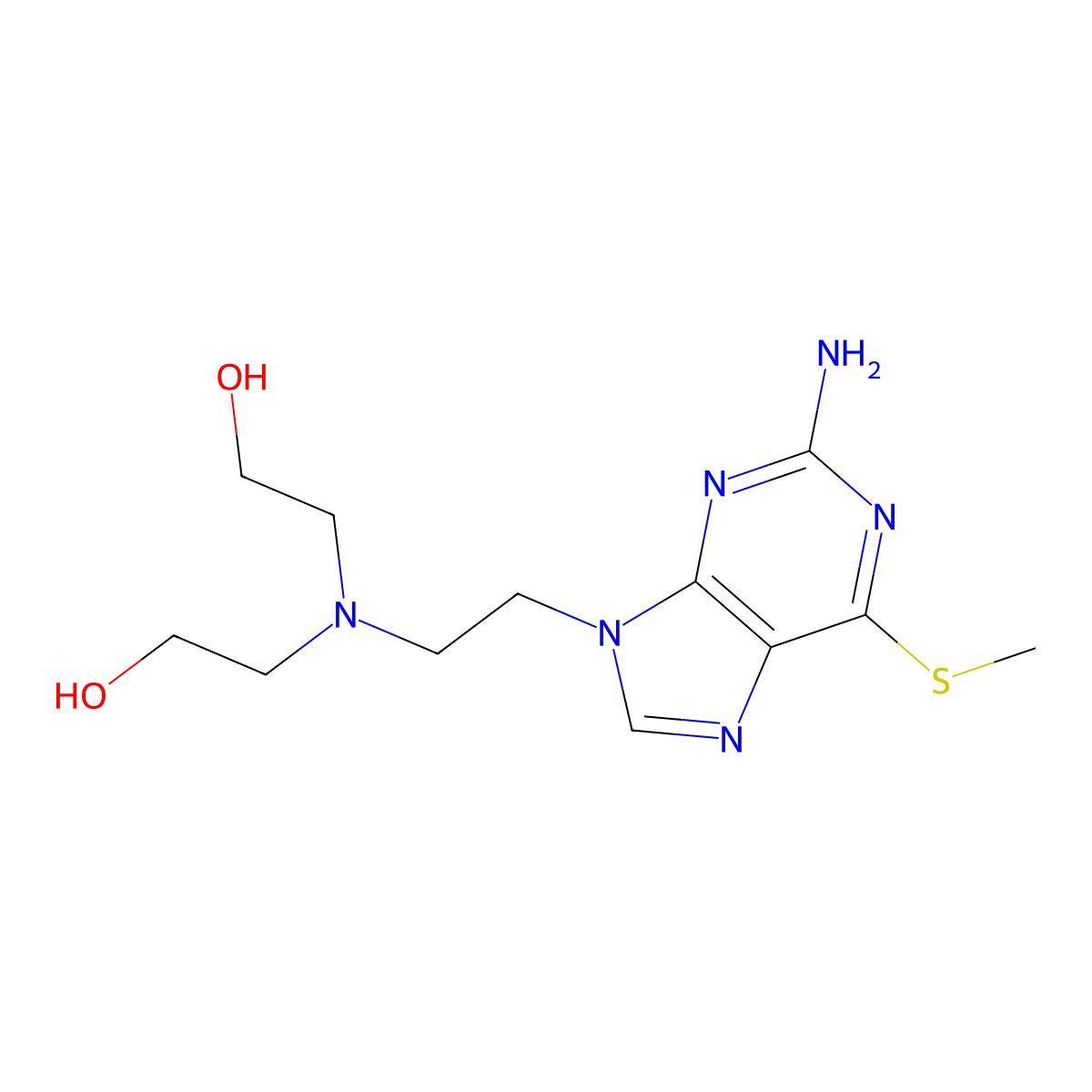 2,2'-({2-[2-Amino-6-(methylsulfanyl)-9h-purin-9-yl]ethyl}imino)diethanol molecular structure, CAS 23199-30-6