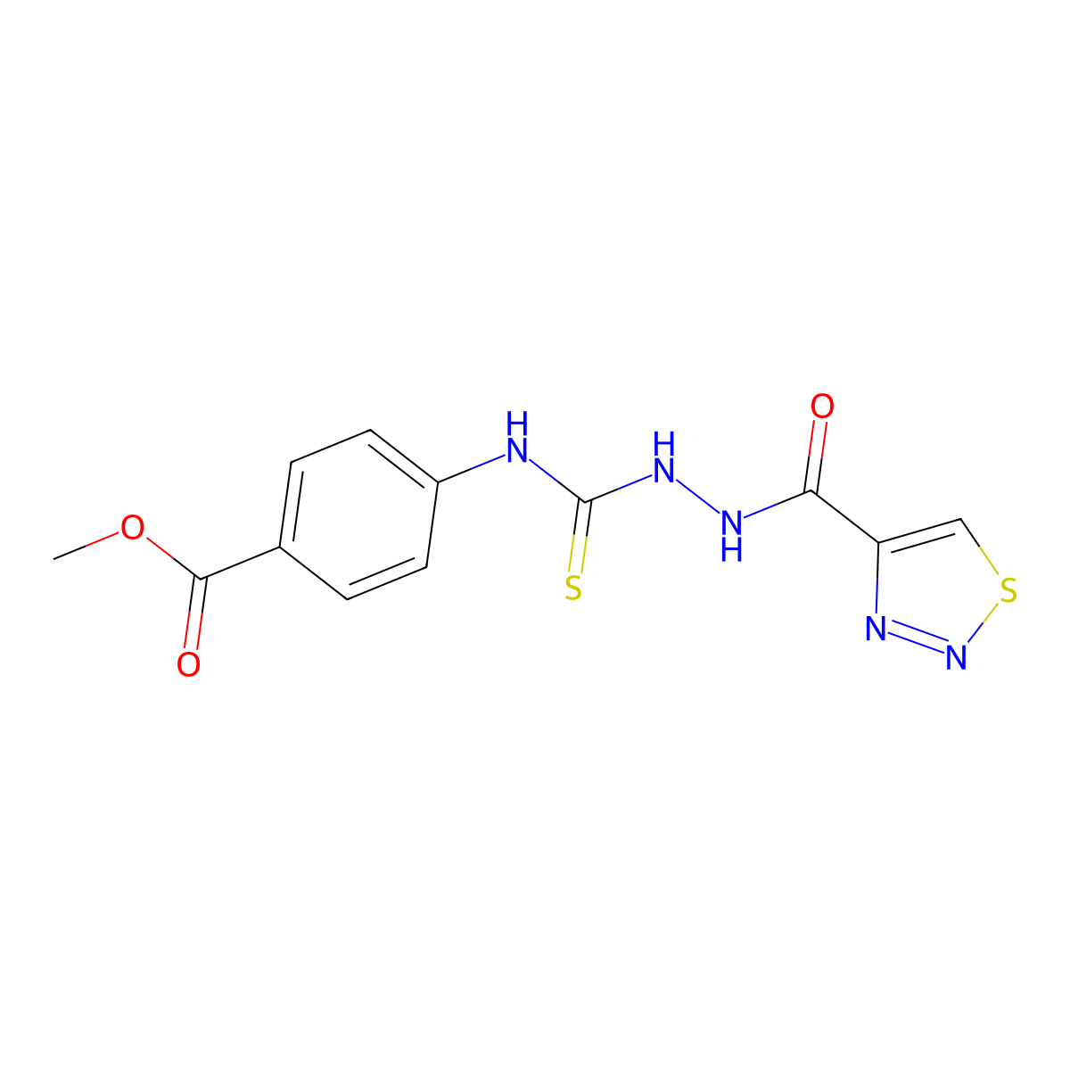 Methyl 4-({[(1,2,3-thiadiazol-4-yl)formohydrazido]methanethioyl}amino)benzoate molecular structure, CAS 2319922-42-2