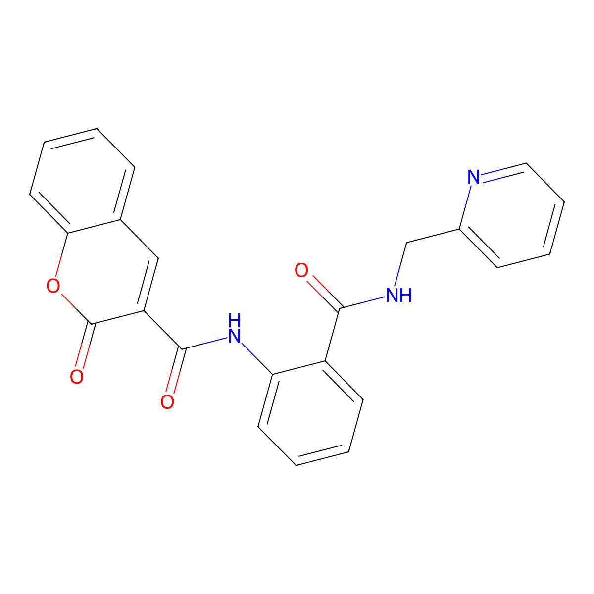 2-oxo-N-(2-((pyridin-2-ylmethyl)carbamoyl)phenyl)-2H-chromene-3-carboxamide molecular structure, CAS 2319922-81-9